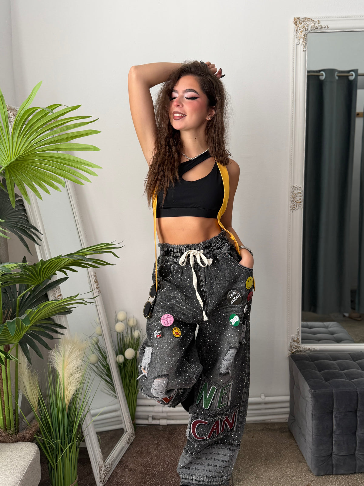 Pantaloni din denim KOREASTYLE GREY