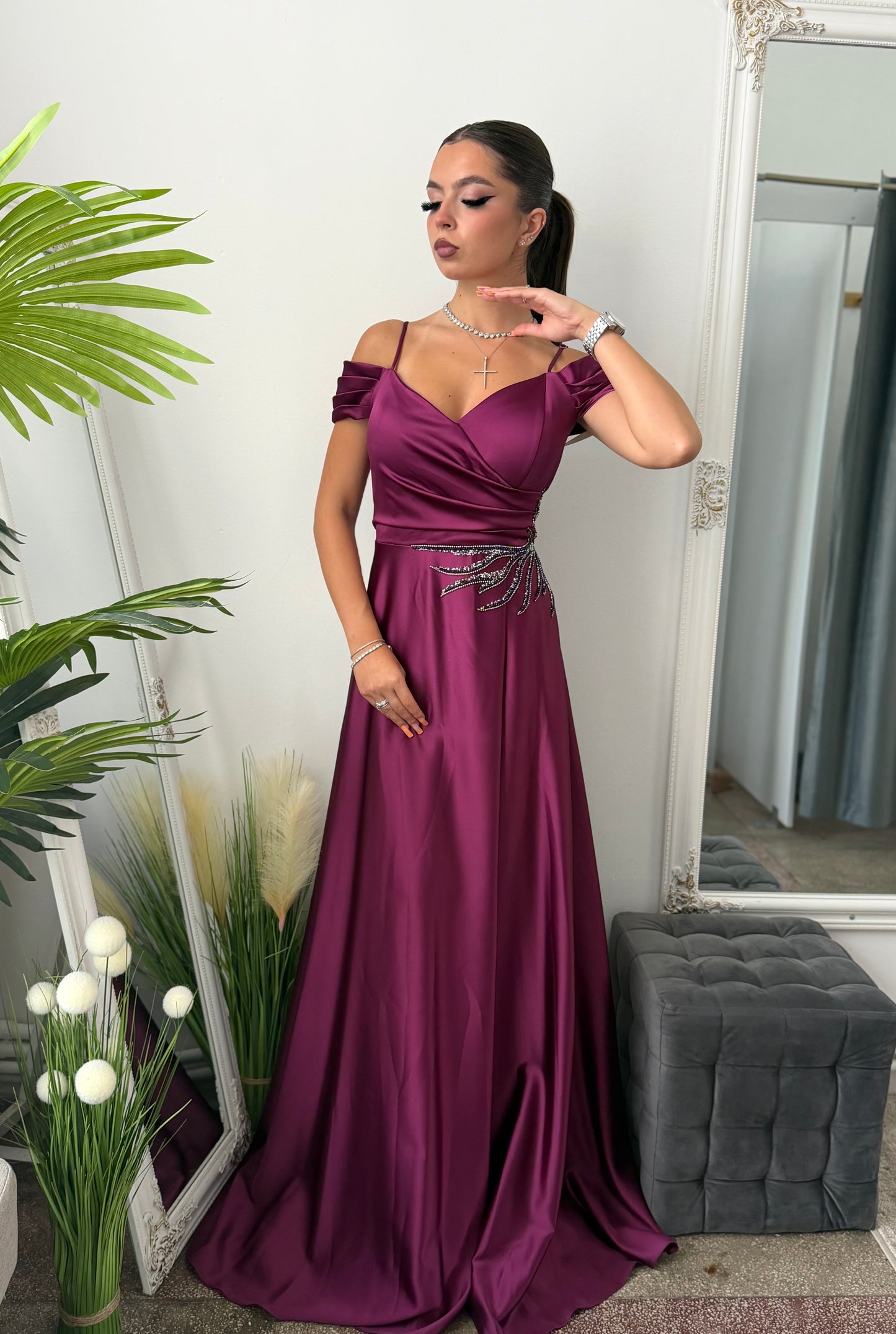 Rochie elegantă prună KARINNA