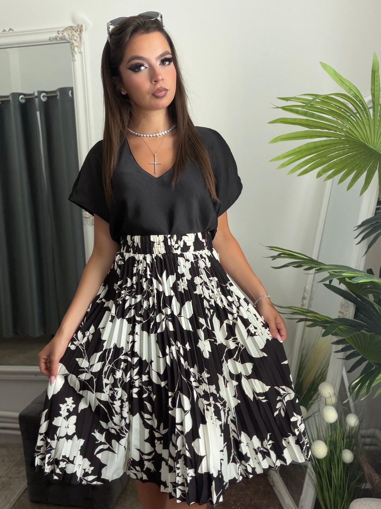 Fustă satinata alba MARTA