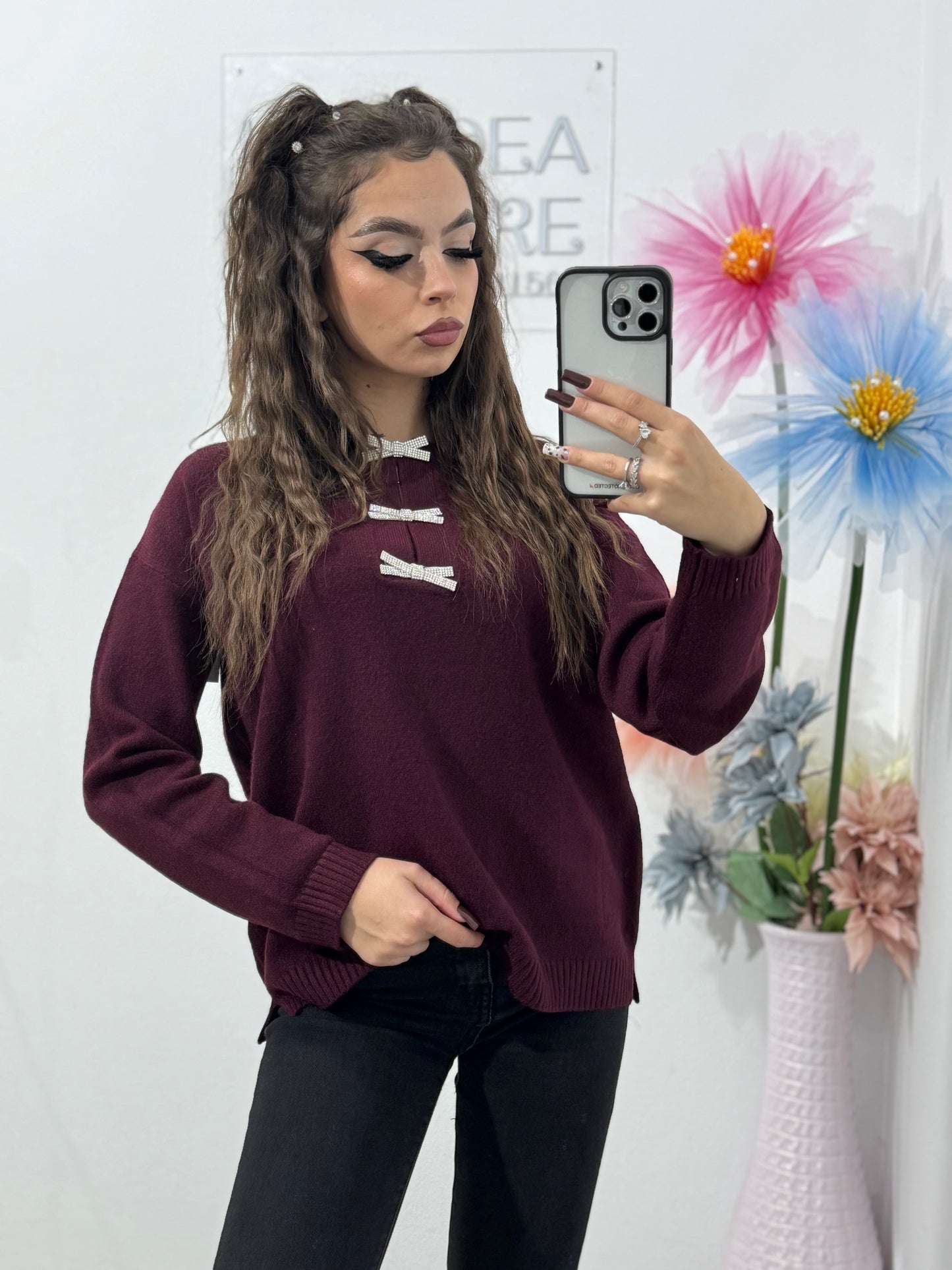 Bluză din tricot cu fundițe Anna