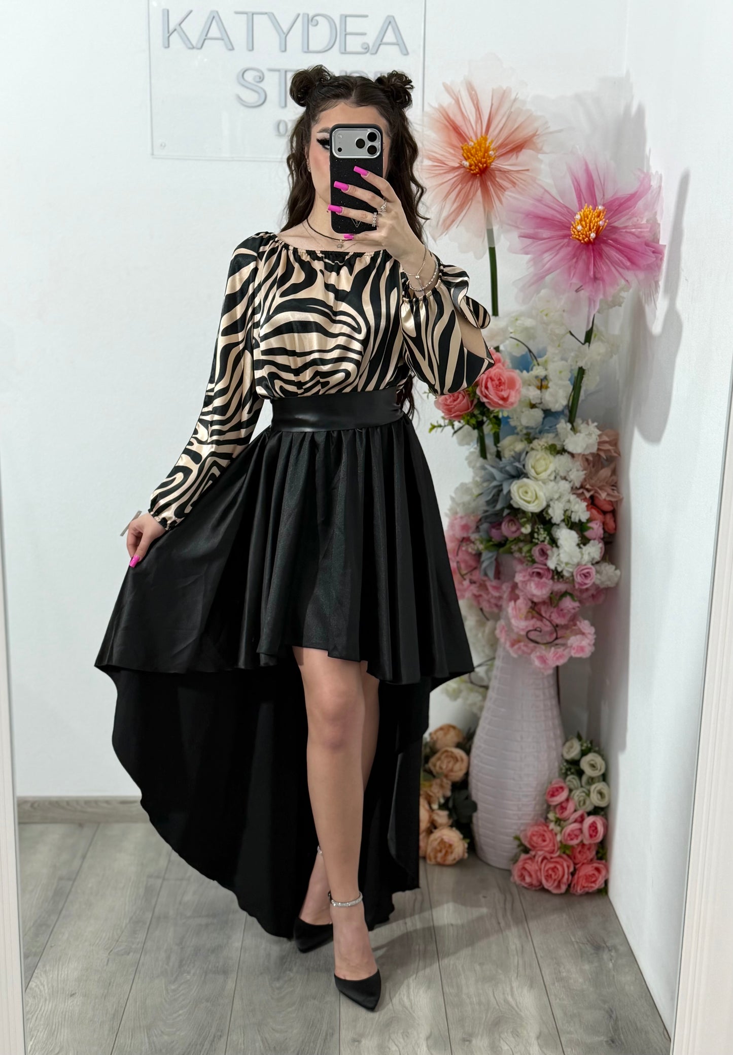 Rochie din satin tip rândunică ELLA