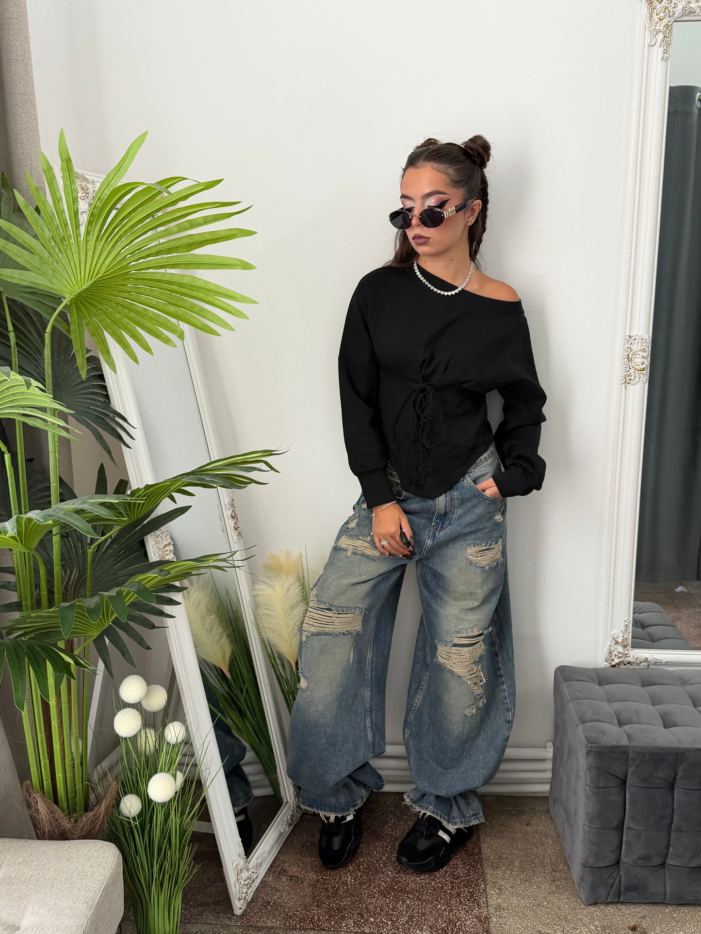Bluză tip corset neagra JOLIE