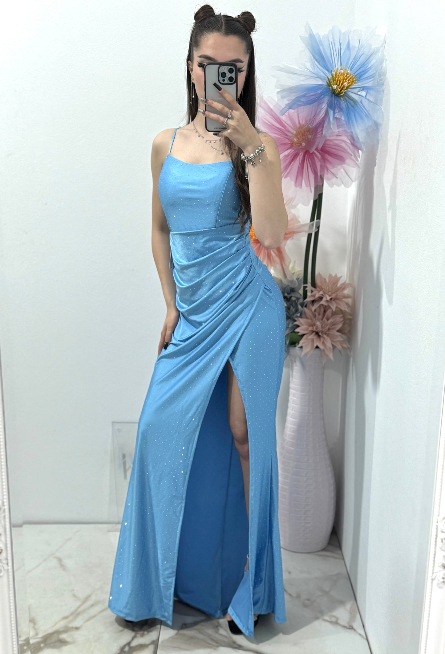 Rochie lungă cu corset babyblue Caroline