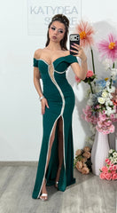 Rochie verde lunga tip sirena Katherine