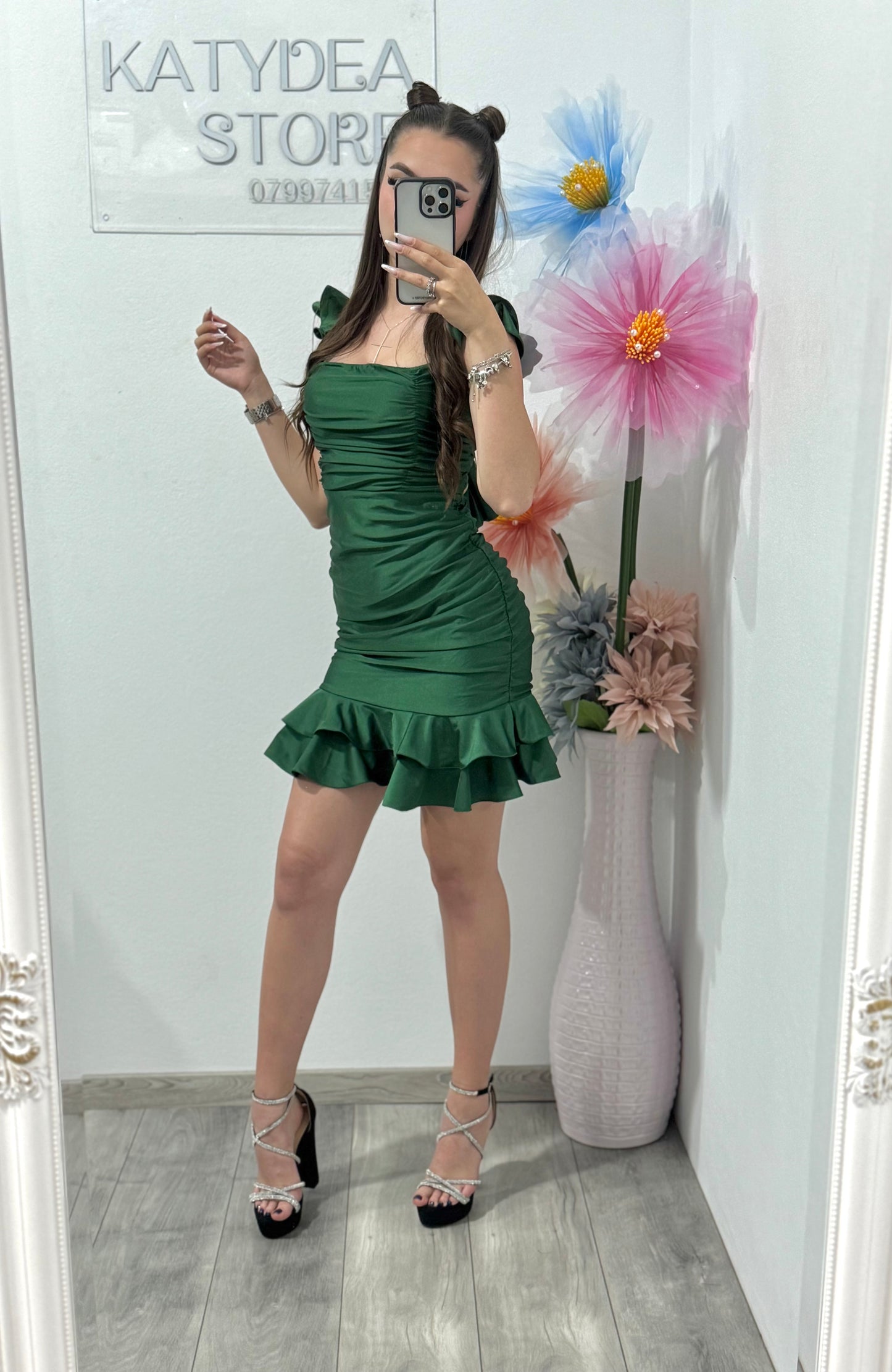 Rochie elegantă verde Antonia