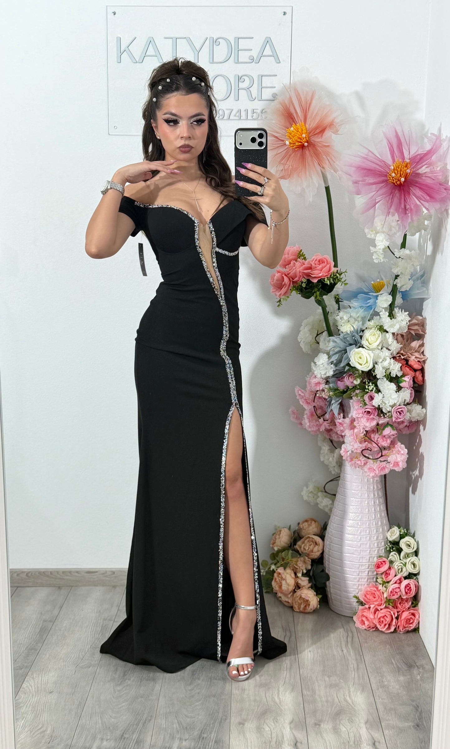 Rochie lunga neagra eleganta tip sirena Katherine