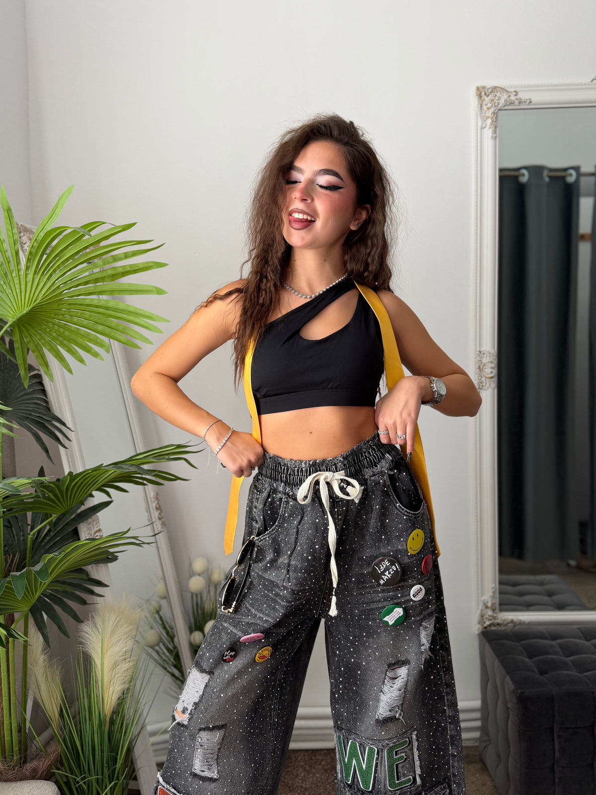 Pantaloni din denim KOREASTYLE GREY
