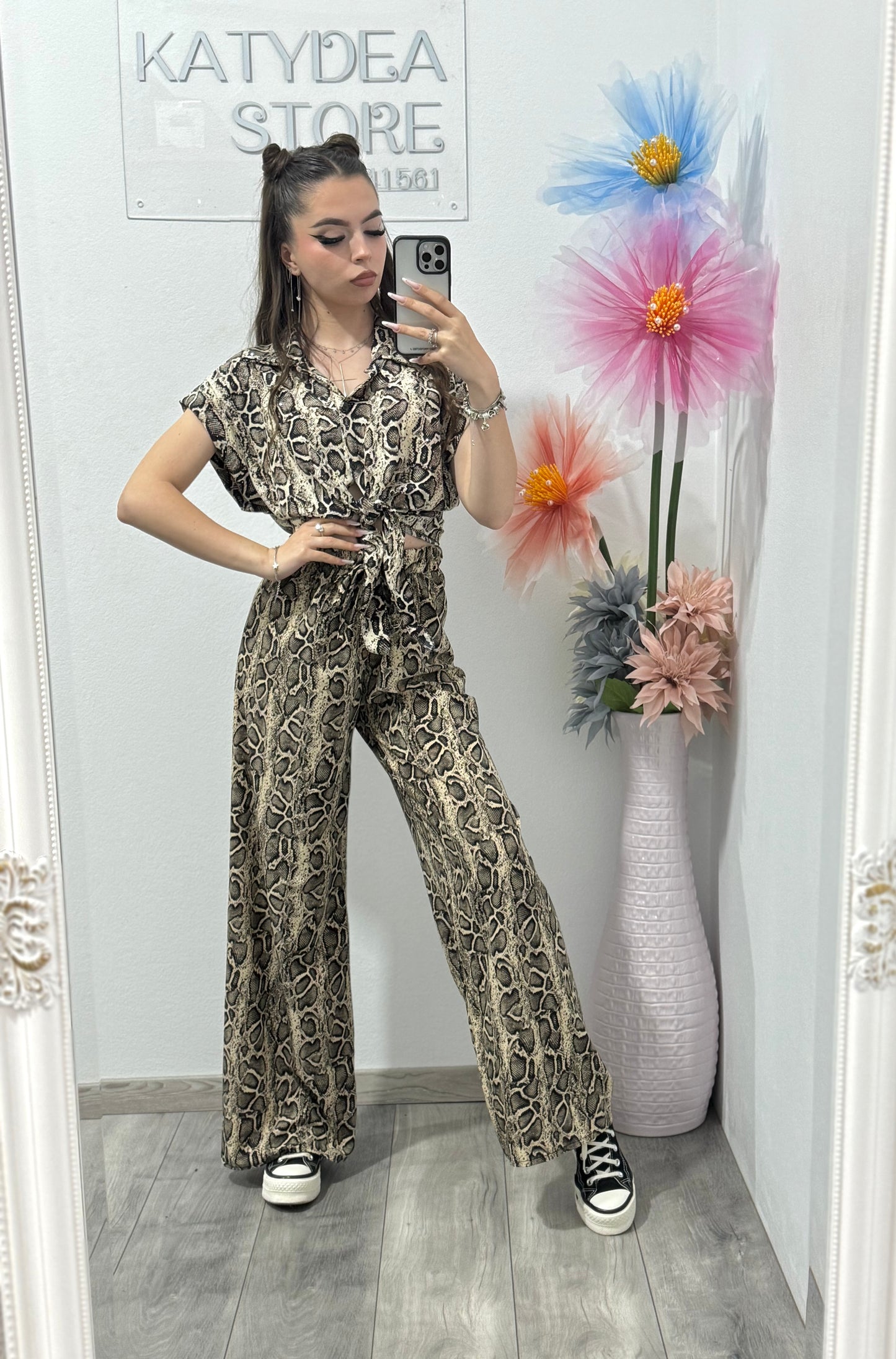 Compleu cu snakeprint cu cristale Olivia