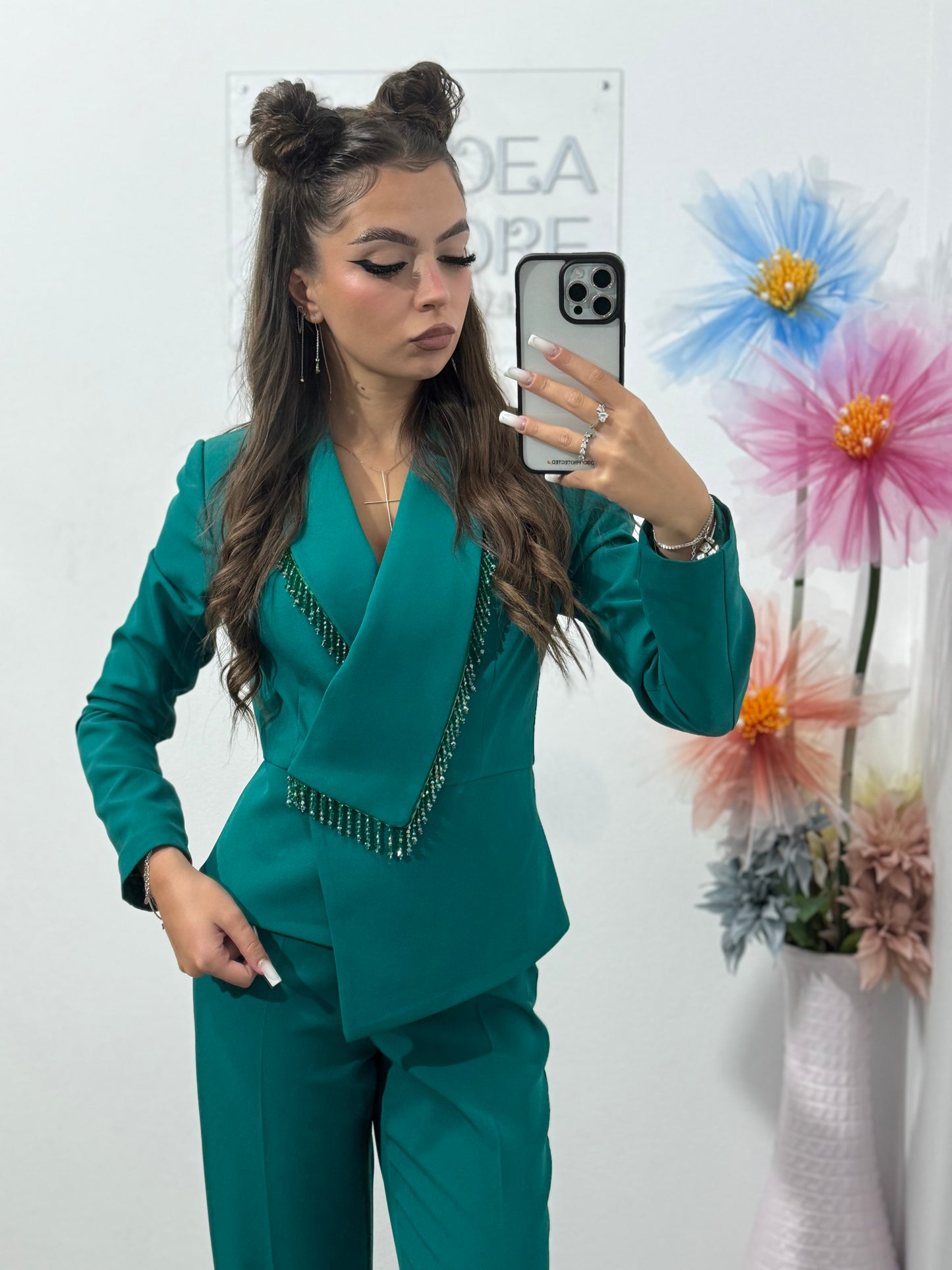 Costum elegant verde Ramona