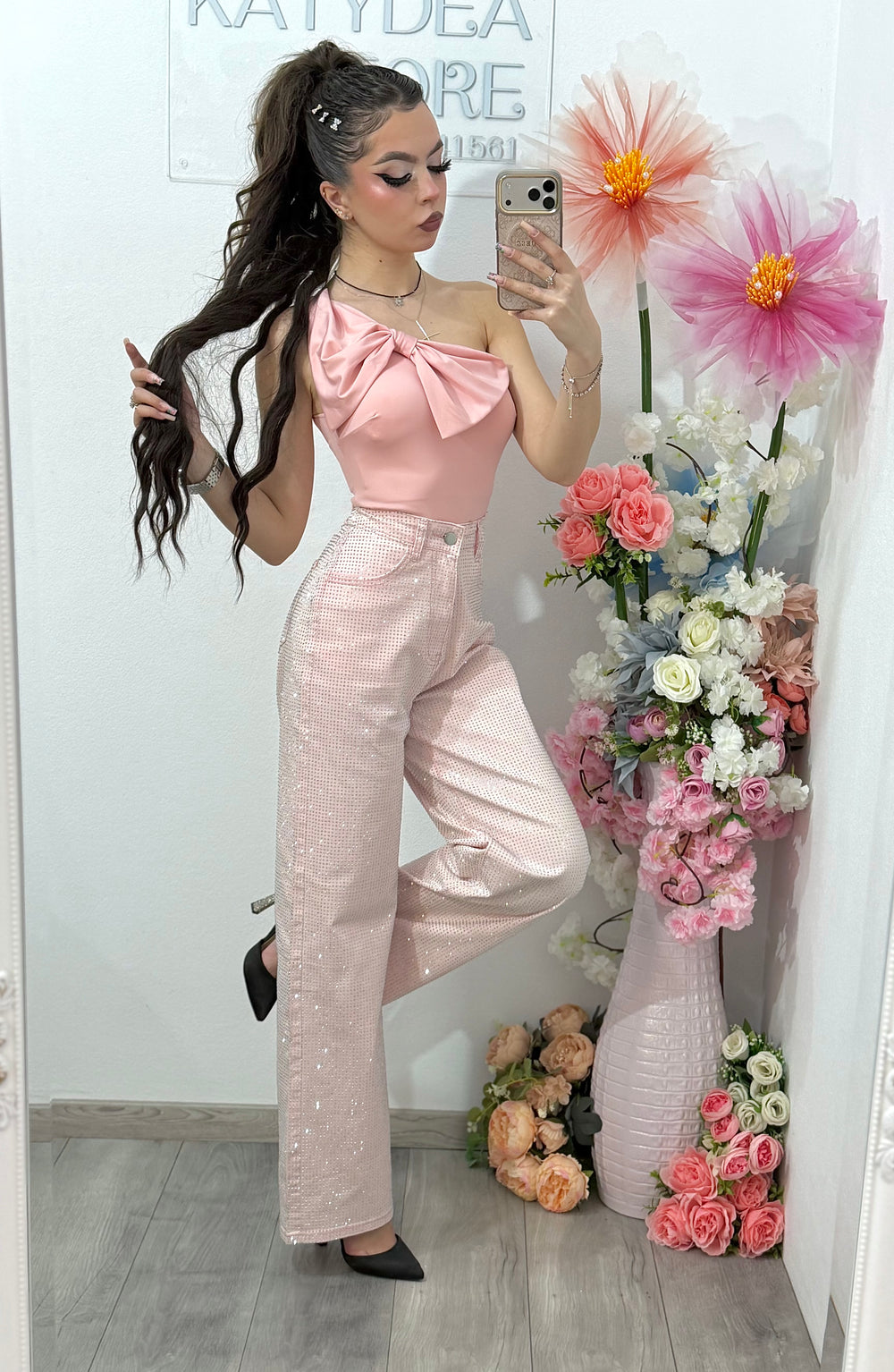 Blugi dama wideleg roz full piatra Weil