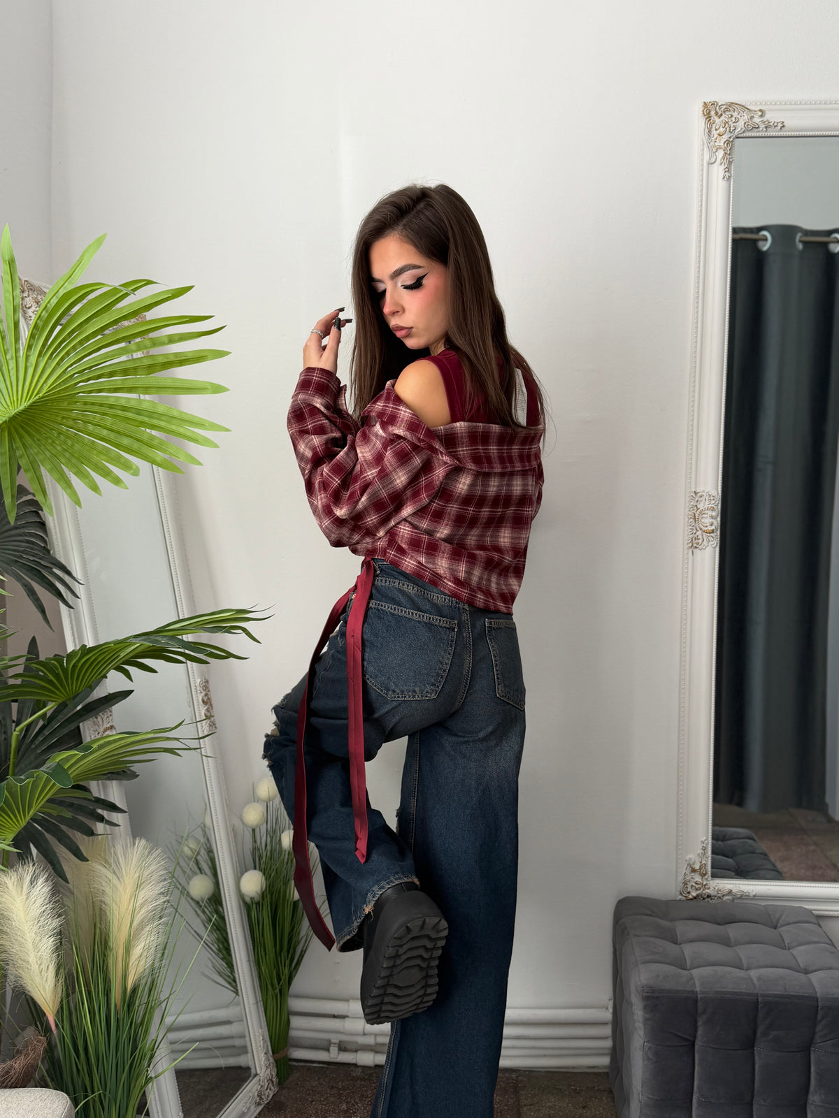 Jeans WideLeg albaștri cu cristale ARYA