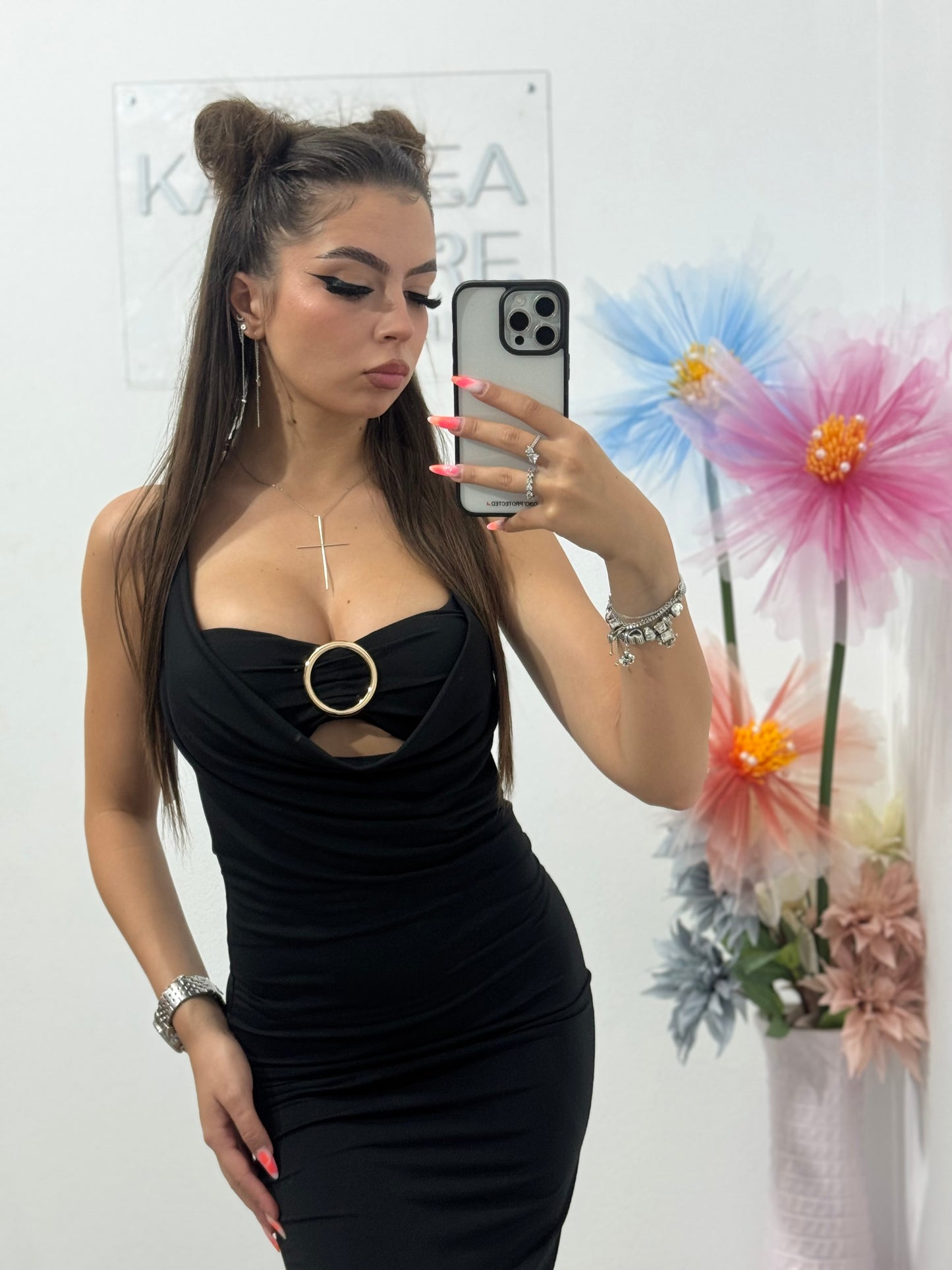 Rochie pe corp midi neagra Jessica