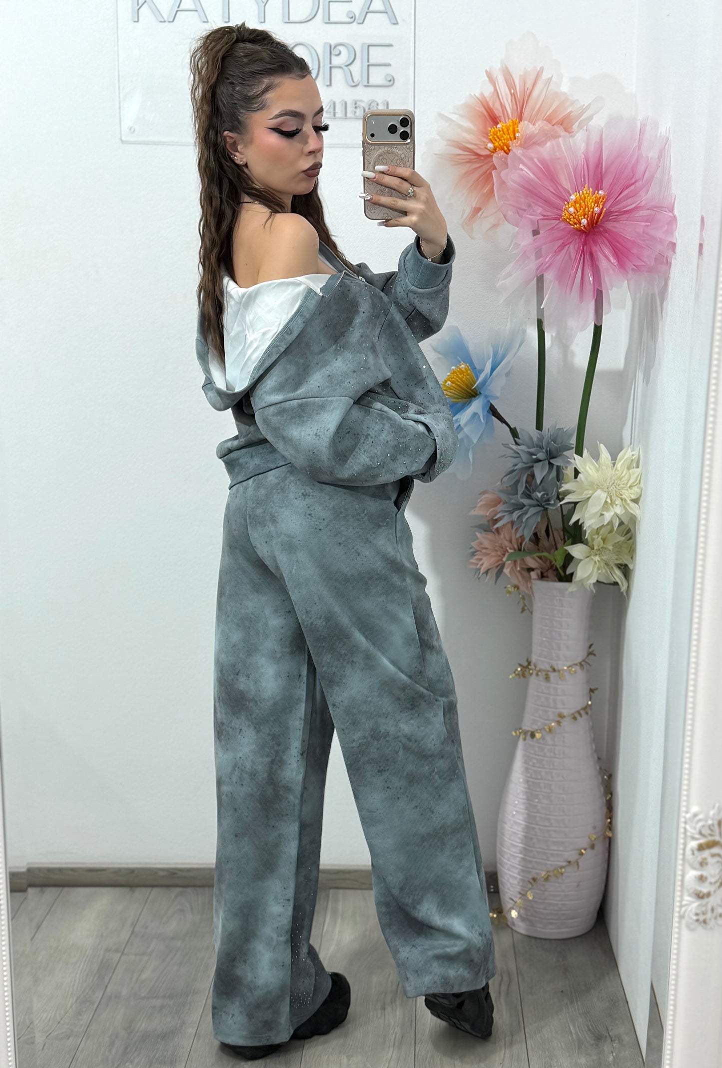 Compleu cu cristale ștanțate grey MARA