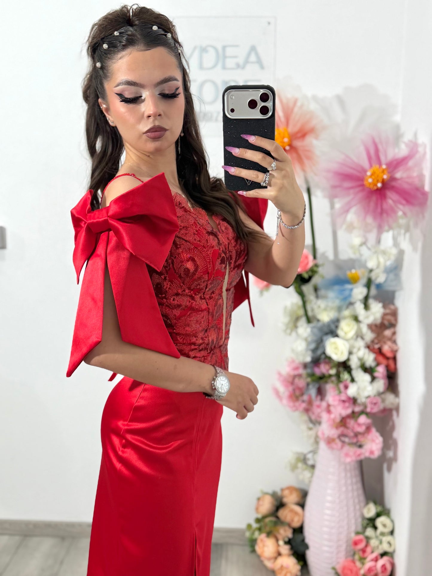 Rochie din tafta roșie PRINCESS
