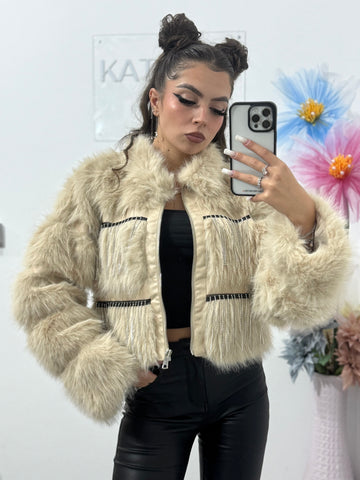 Geacă din blană cu cristale Alexis