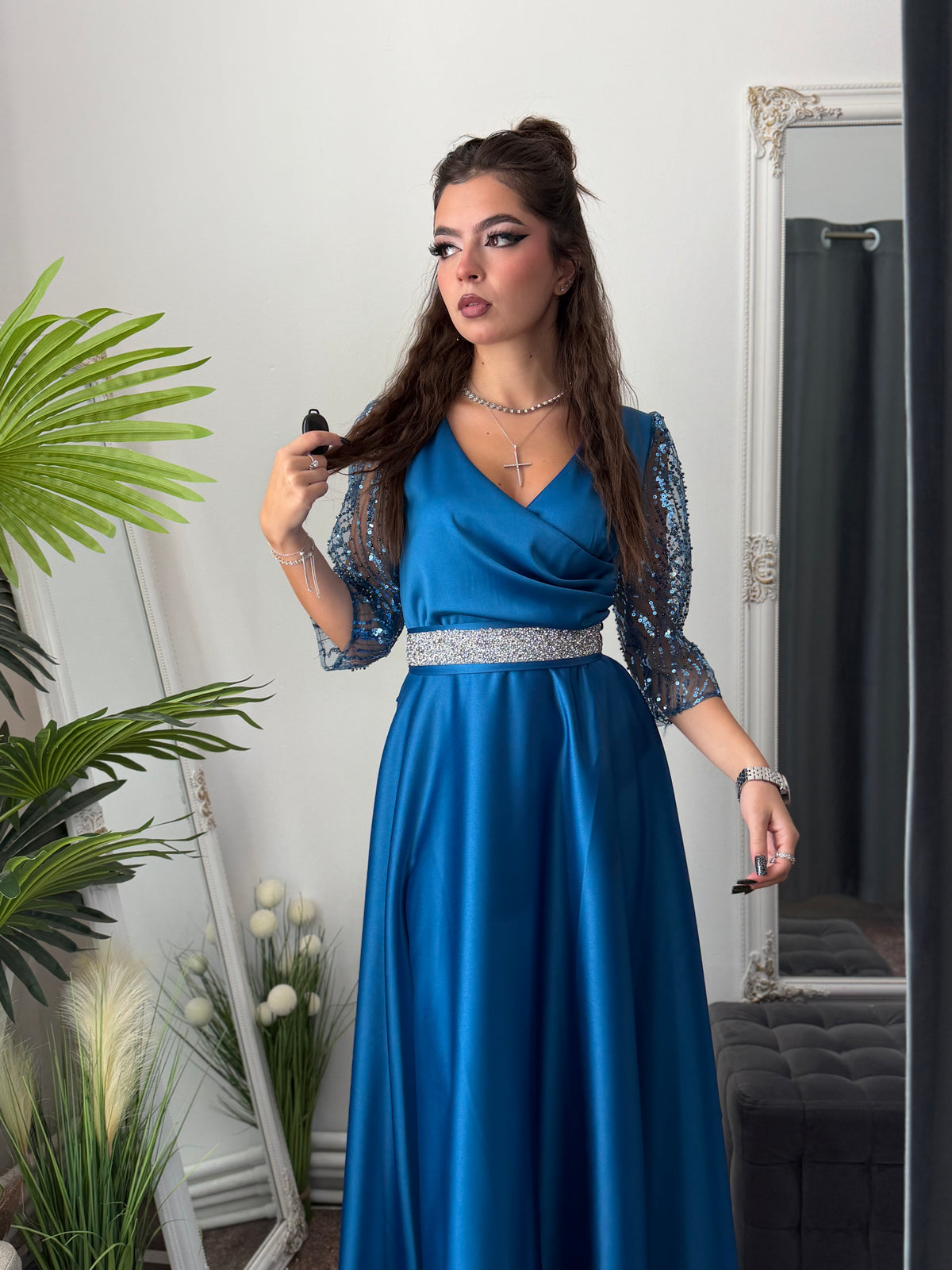 Rochie lungă turcoaz ADRIA