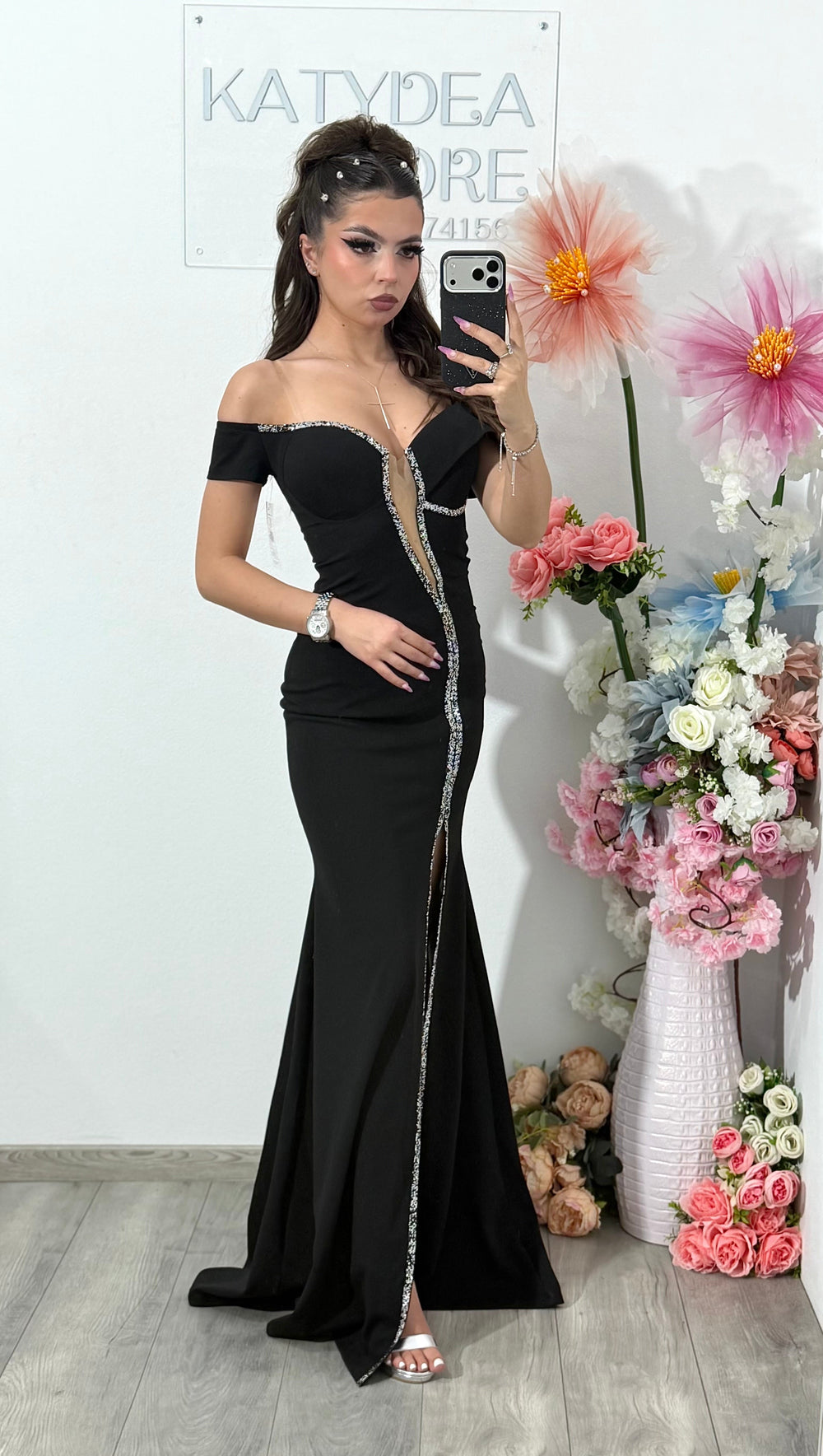 Rochie lunga neagra eleganta tip sirena Katherine