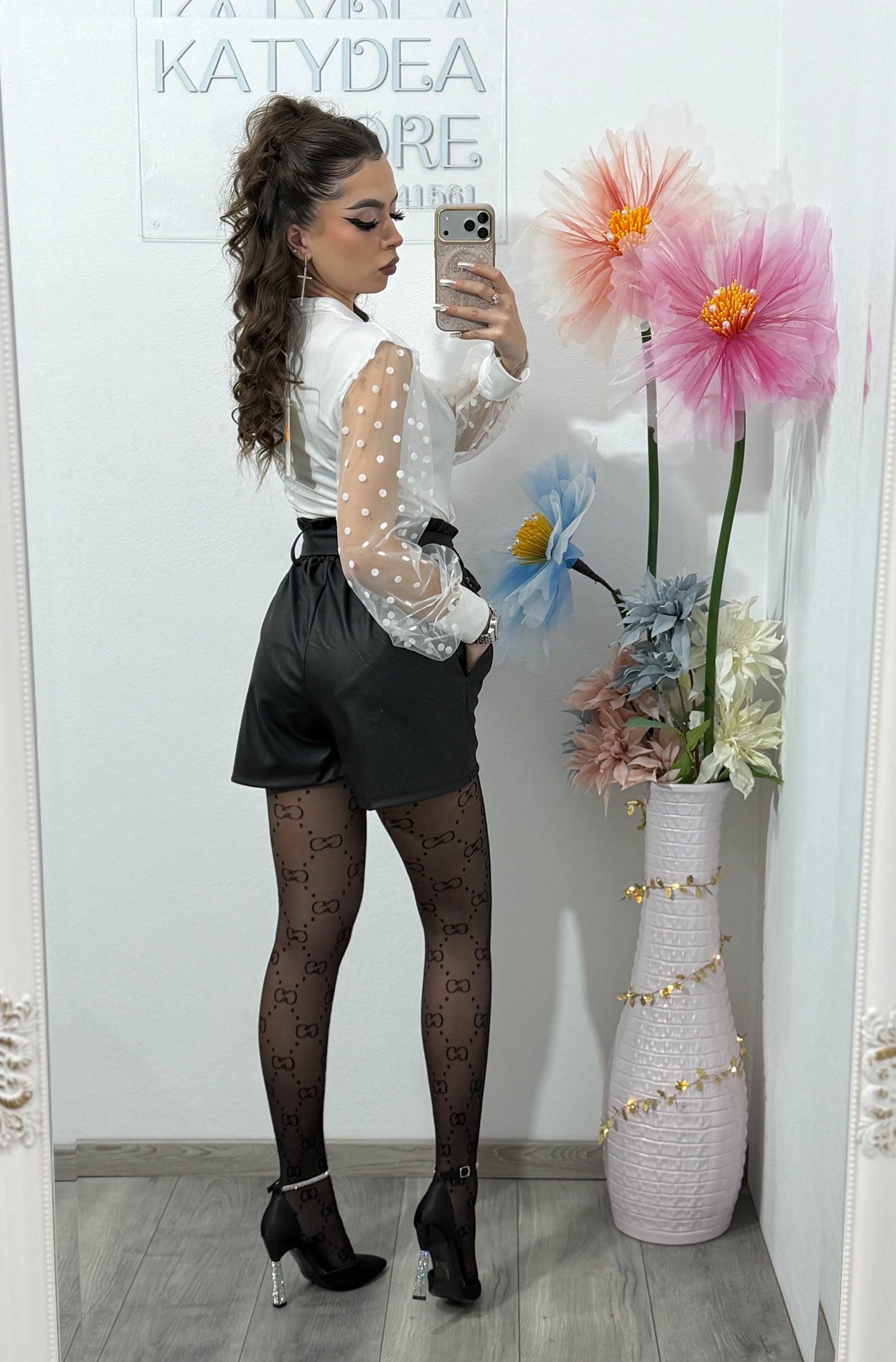 Body elegant cu mânecă din dantelă ELIZA