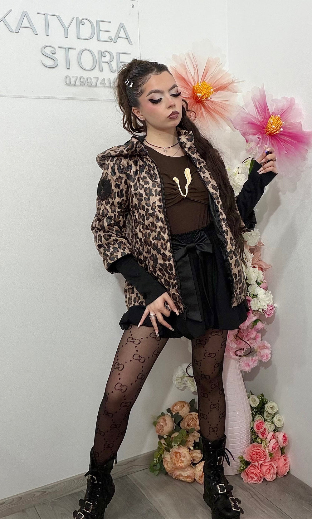 Geacă de primăvară cu imprimeu Animalprint CORINA