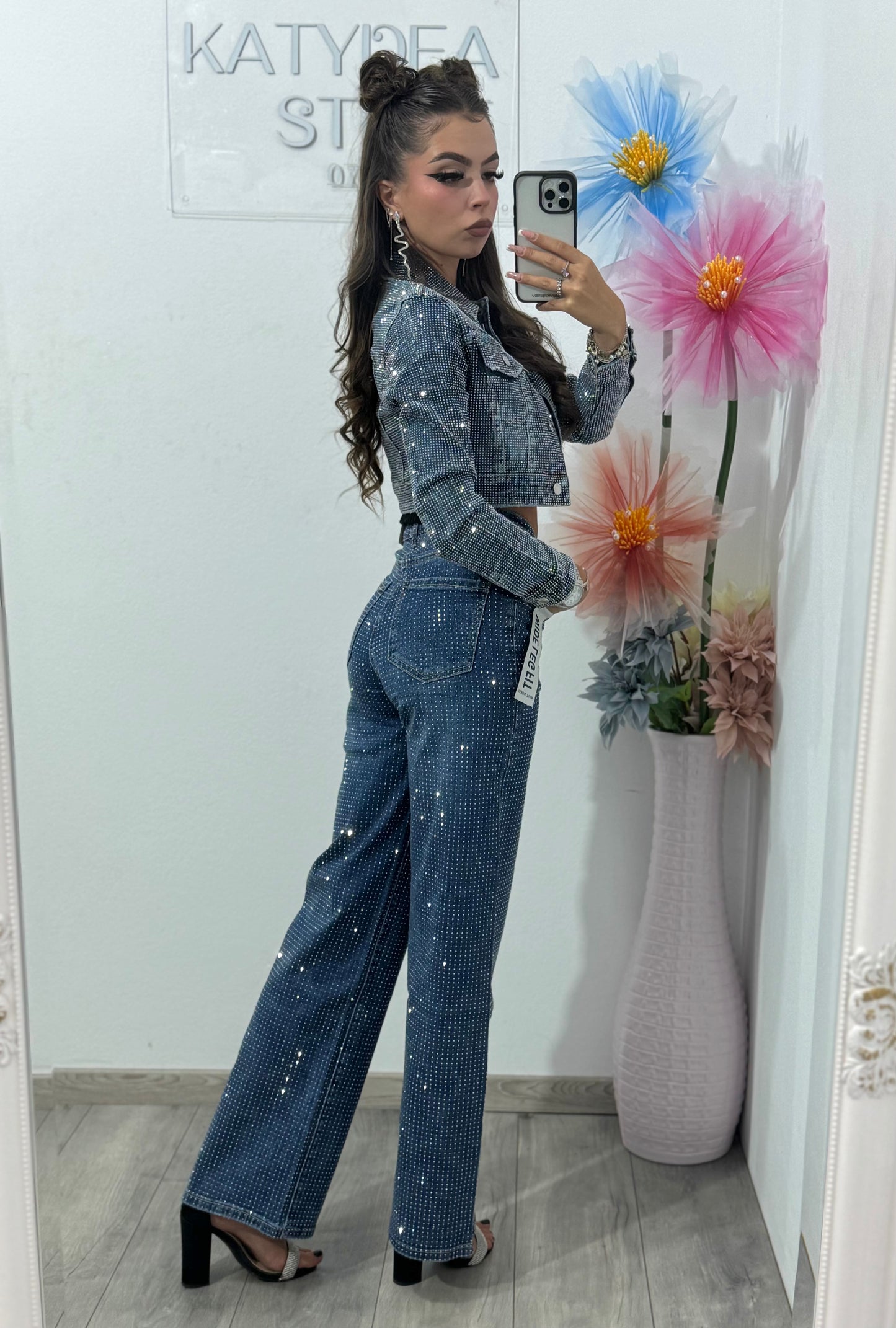 Blugi WideLeg full piatră Xonia