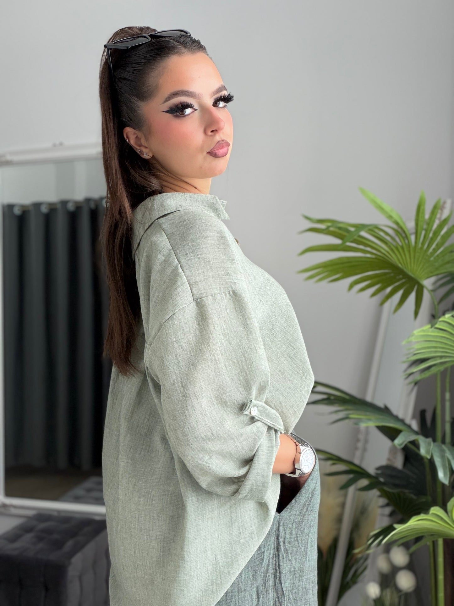 Cămașă din în cu nasturi decorativi ELSA