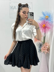 Cămașă elegantă cu cristale albă Marissa