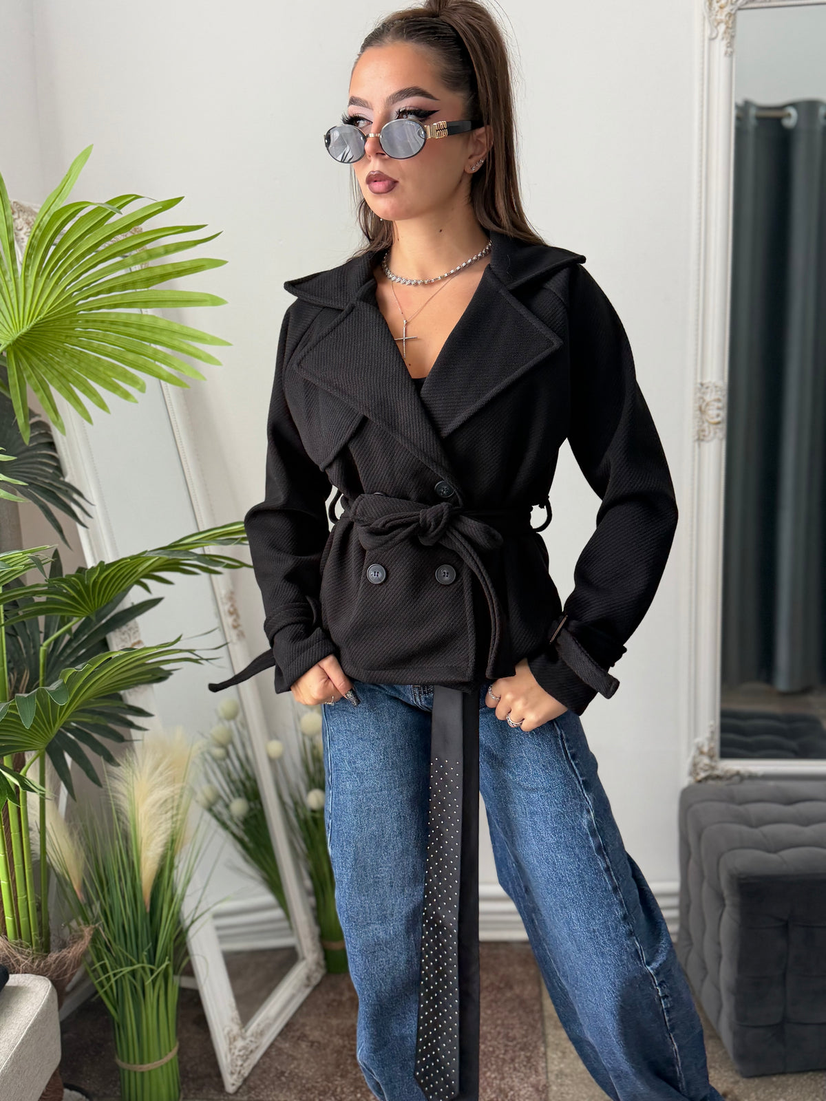 Palton scurt negru  ANNE