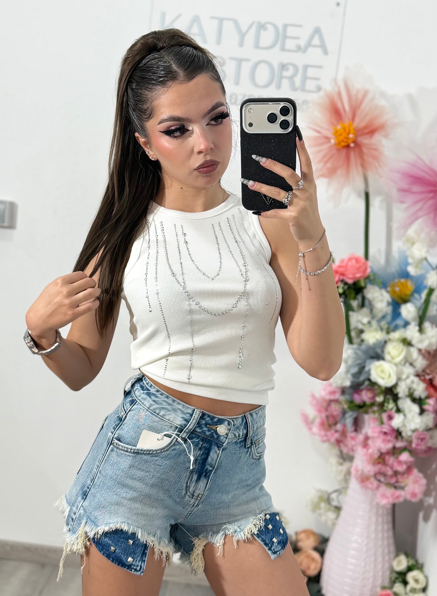 Pantaloni scurți din denim ALINNE