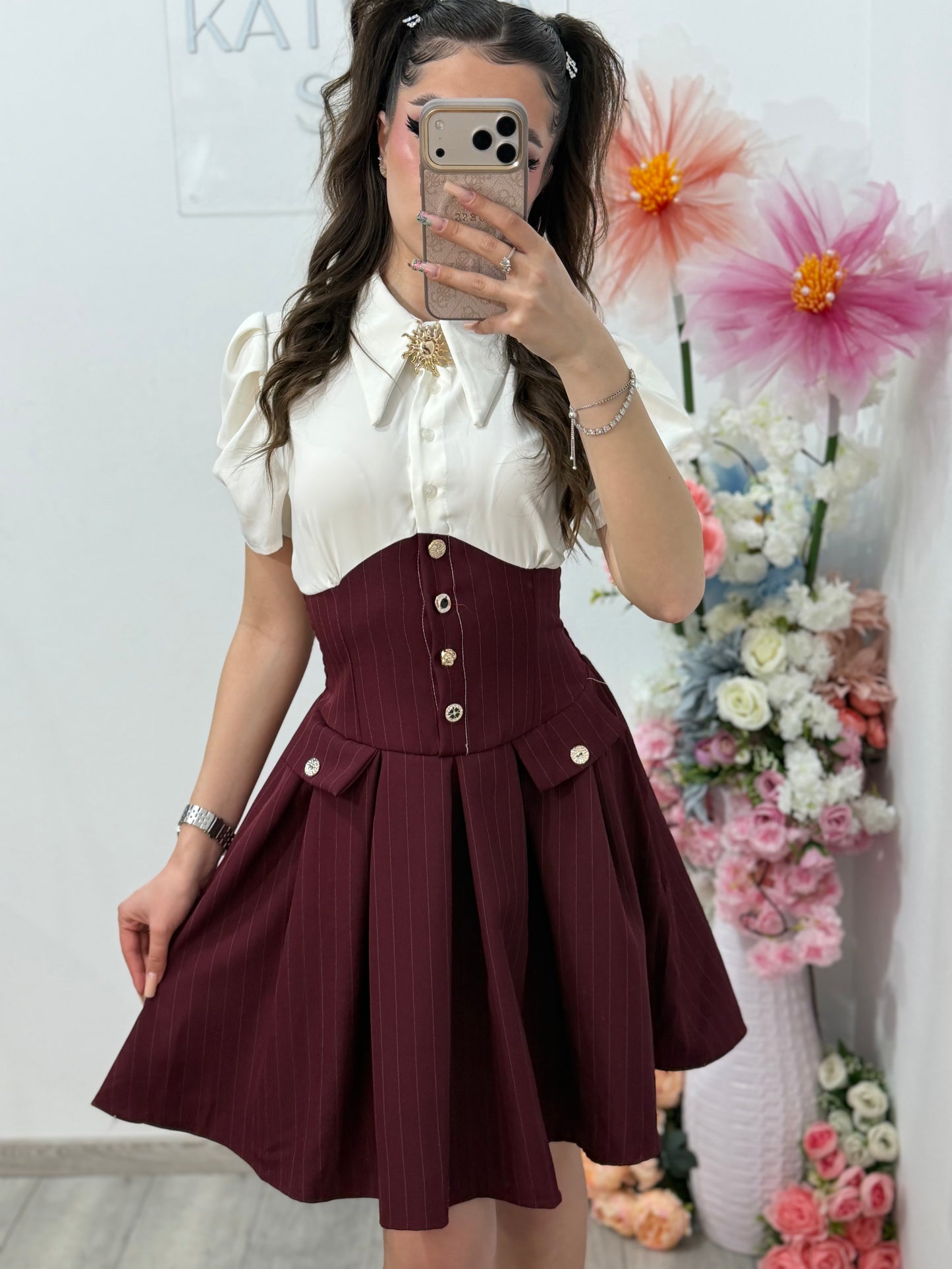 Rochie casual Cosmina cu mânecă scurtă