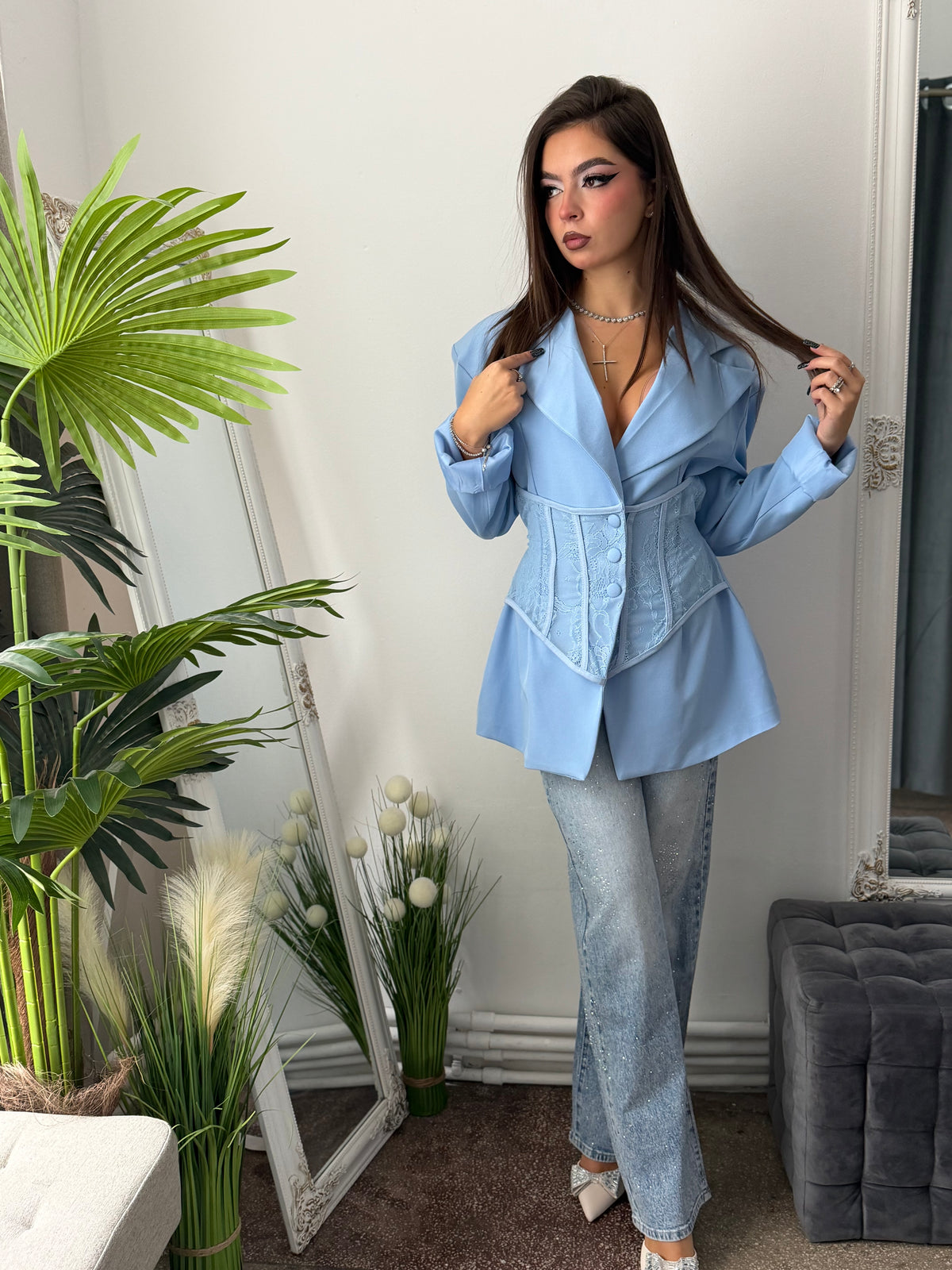 Sacou cu corset blue PRINCESS