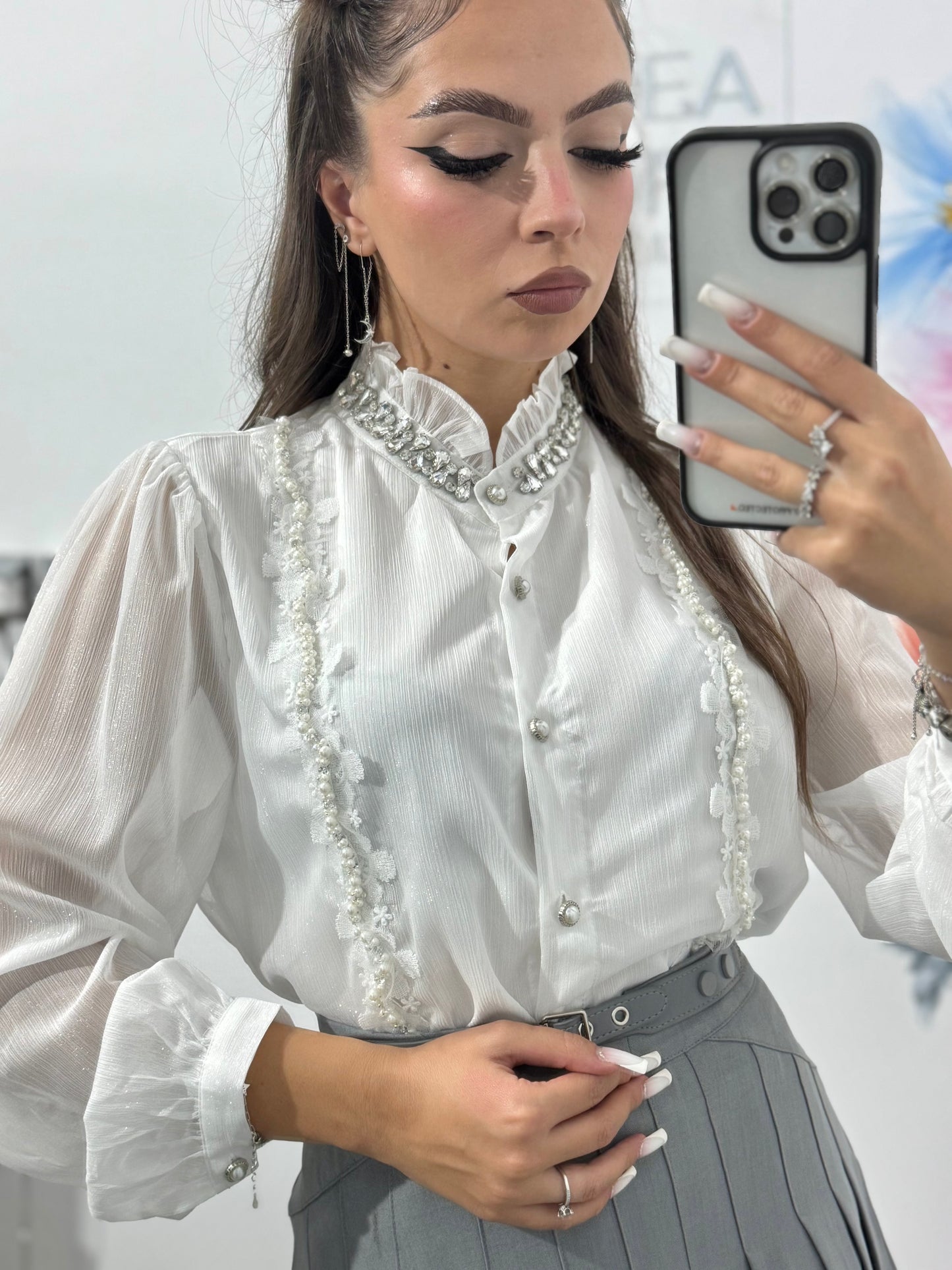 Cămașă cu volanase și cristale Bella