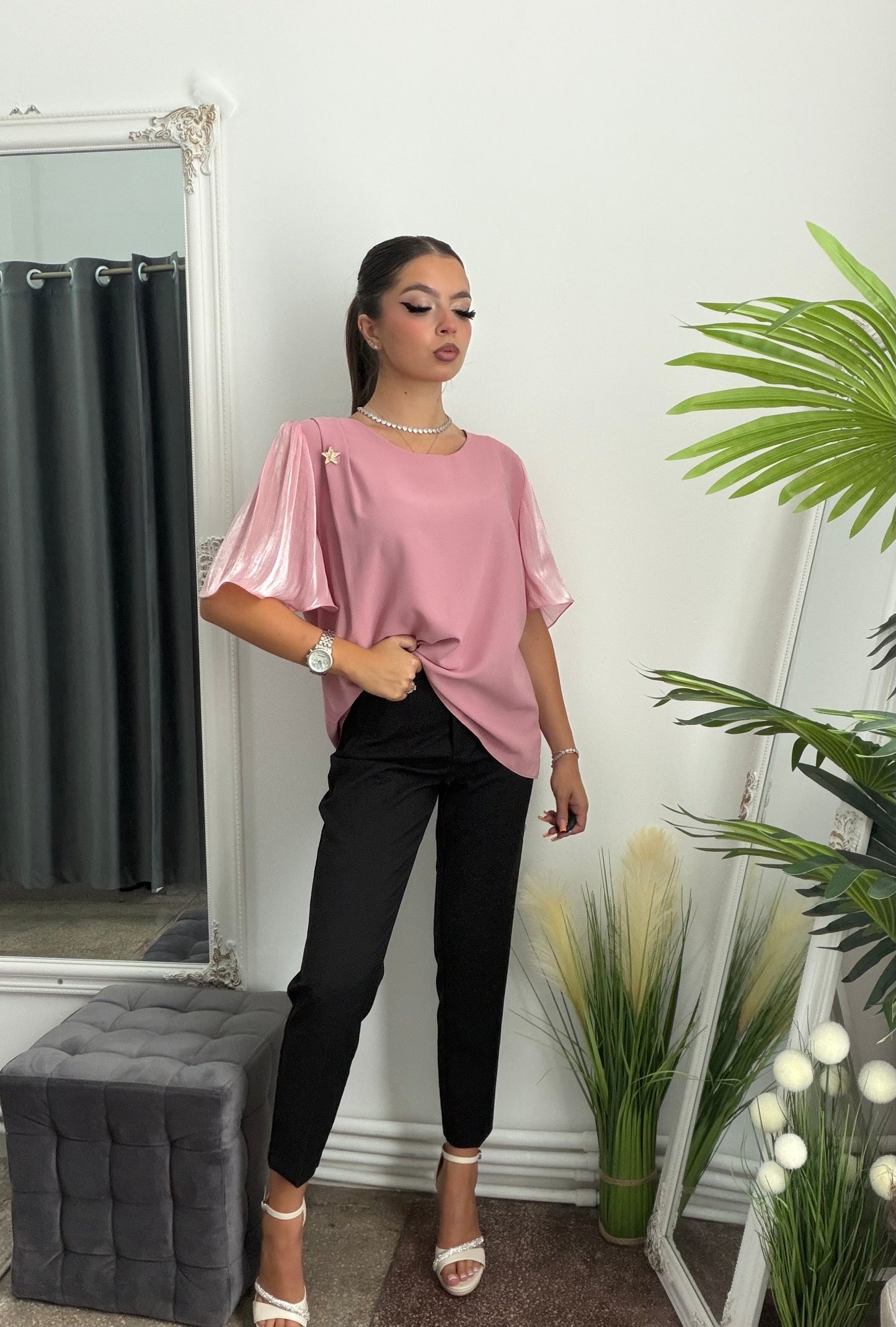 Cămașă elegantă roz ANTONIA