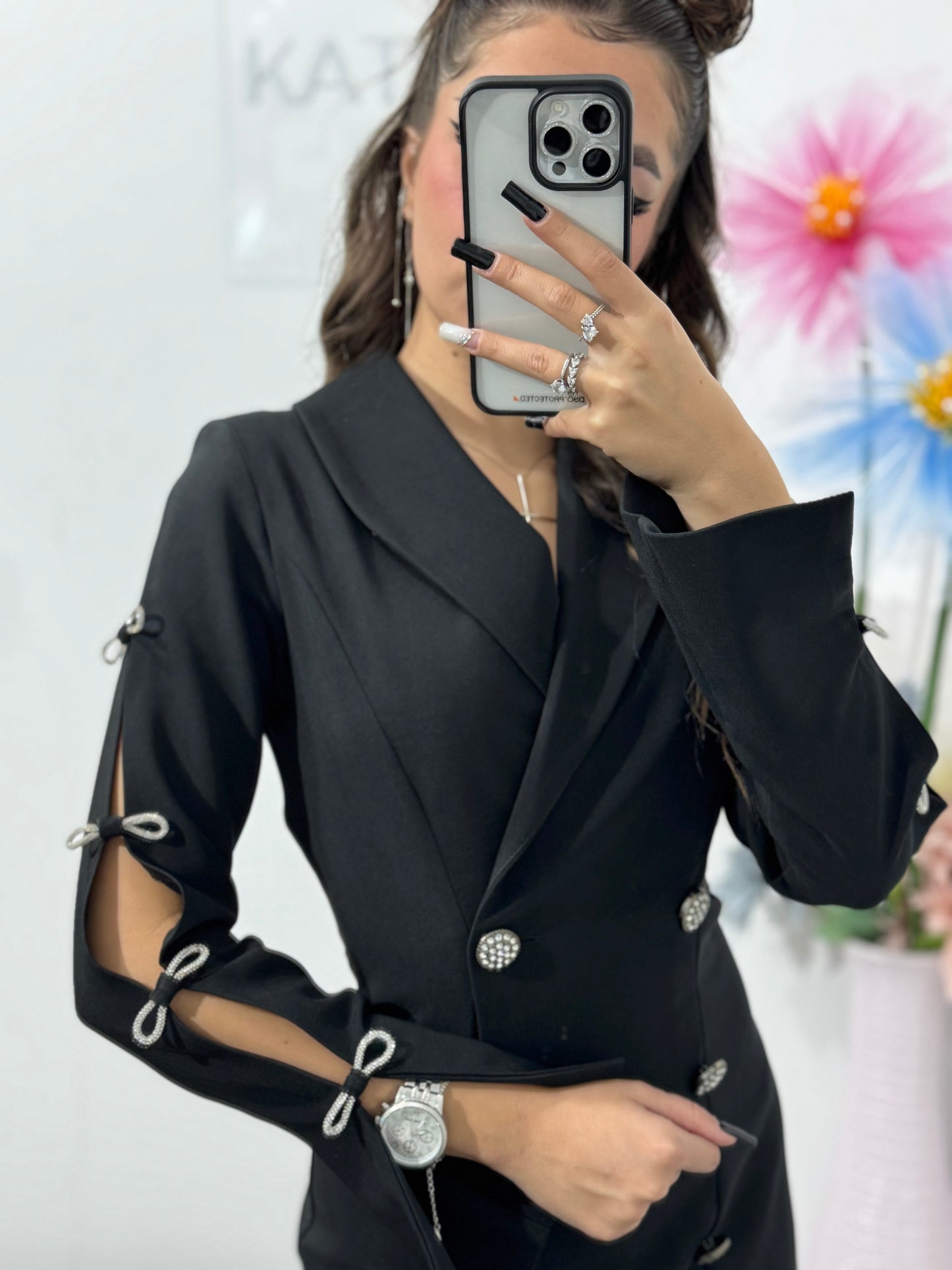 Rochie eleganta tip sacou cu fundițe Rianna