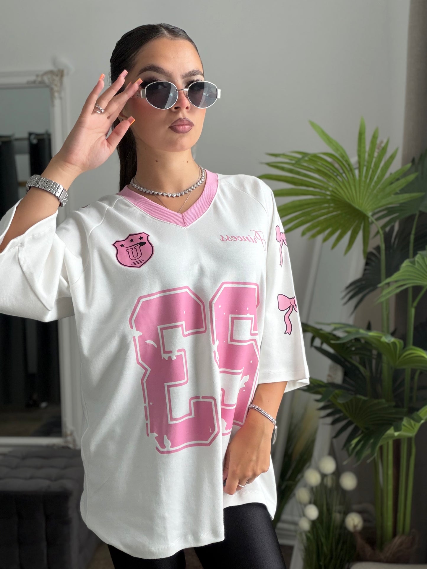 Tricou oversize alb LUCKY