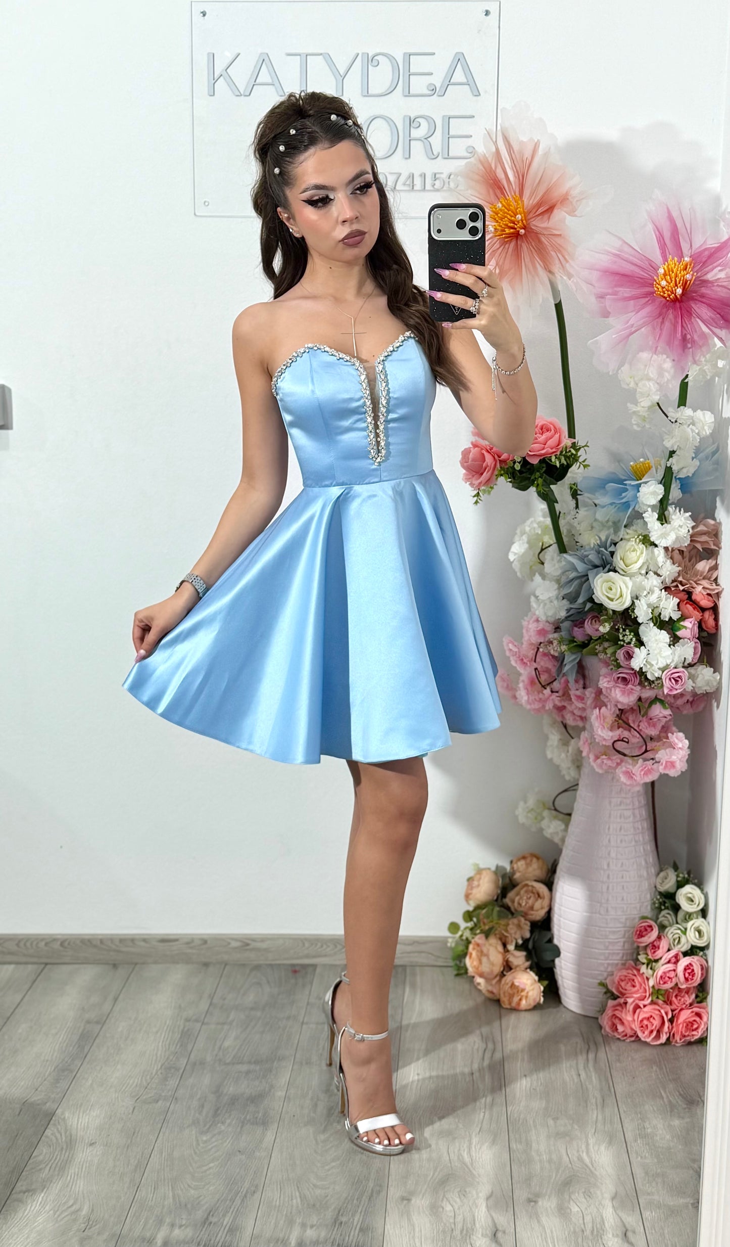Rochie bleu din tafta Vanessa