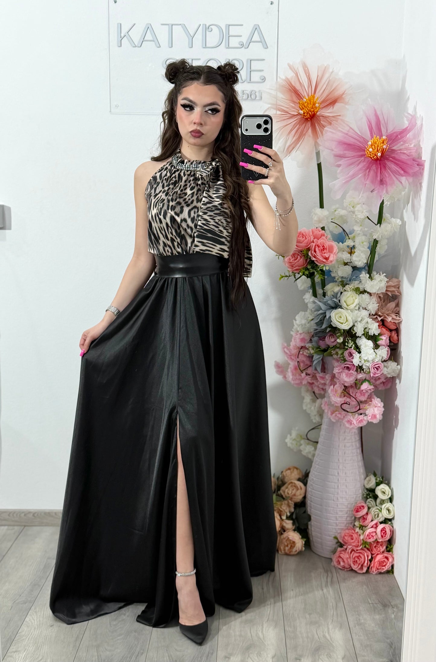 Rochie din satin animalprint ELSA