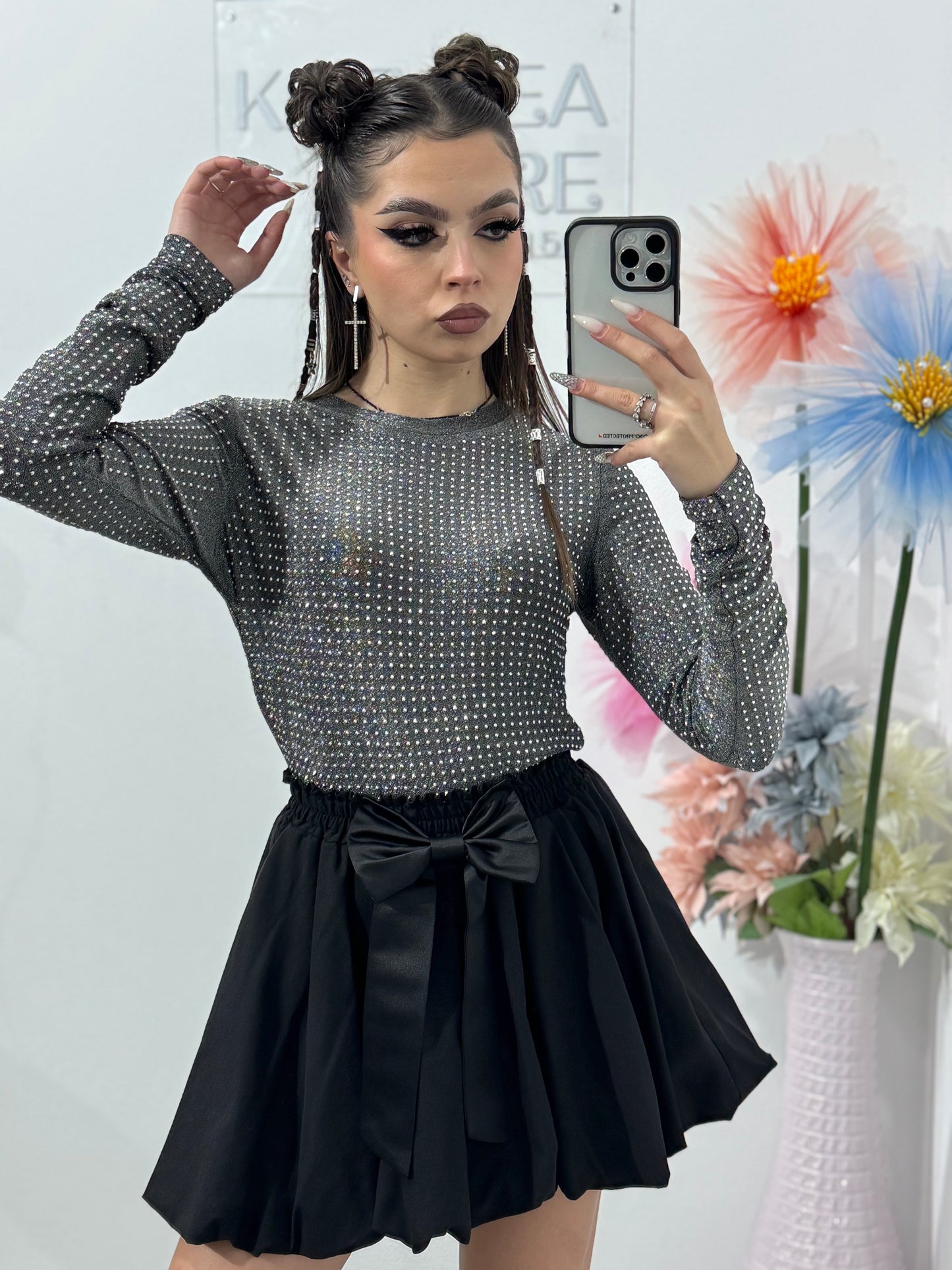 Bluză cu cristale argintii ANA