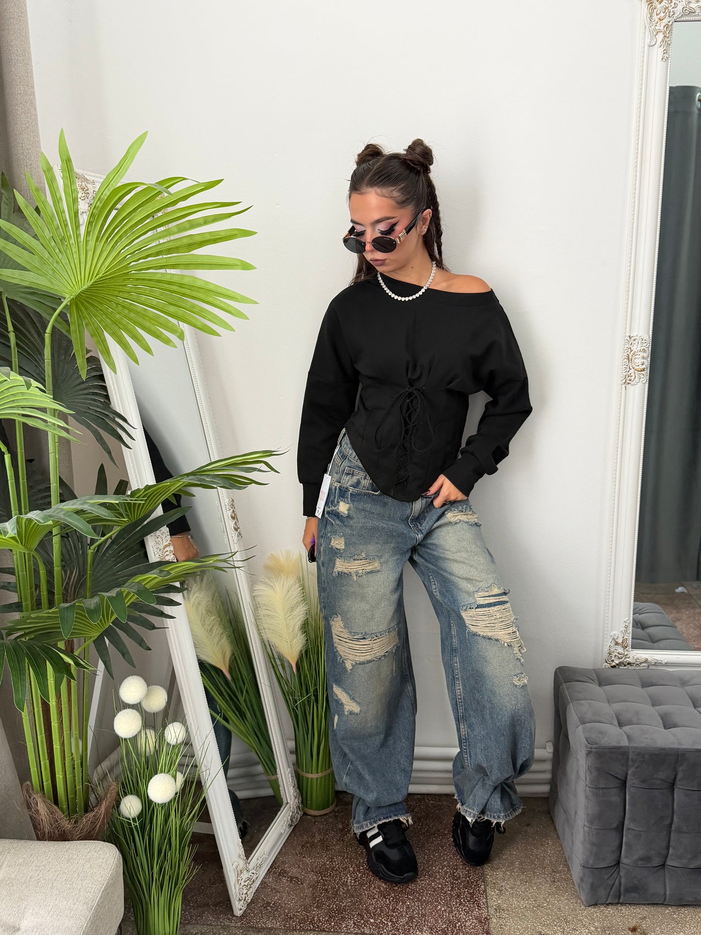 Bluză tip corset neagra JOLIE