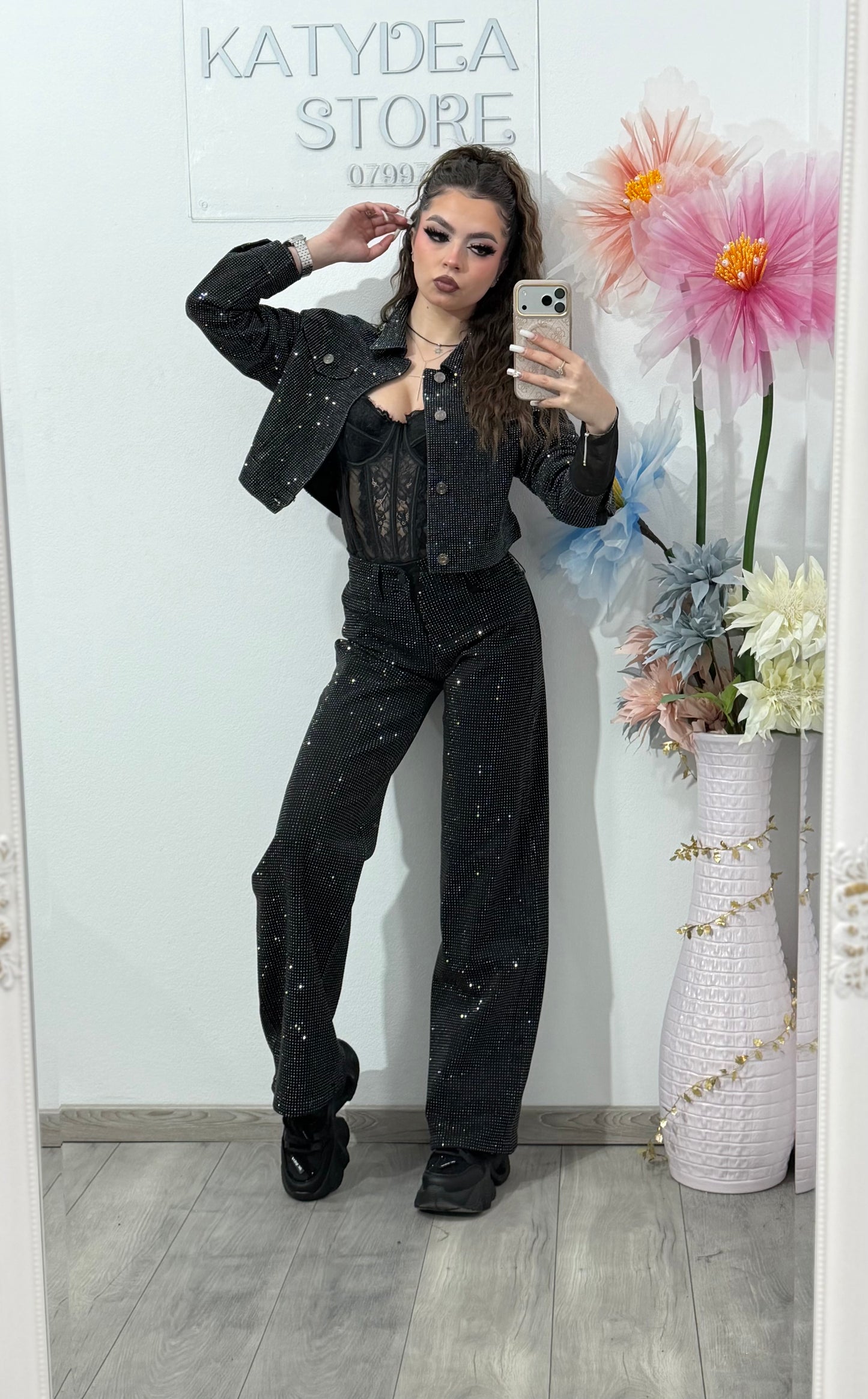 Blugi WideLeg full piatră Xonia