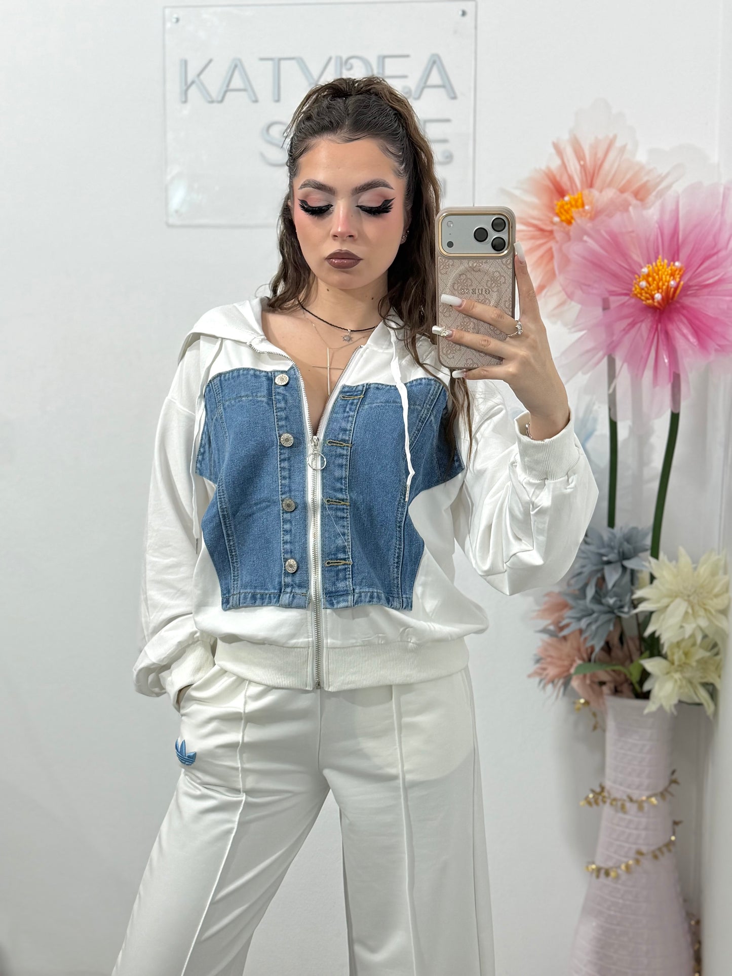 Bluză cu inserție din denim WANA