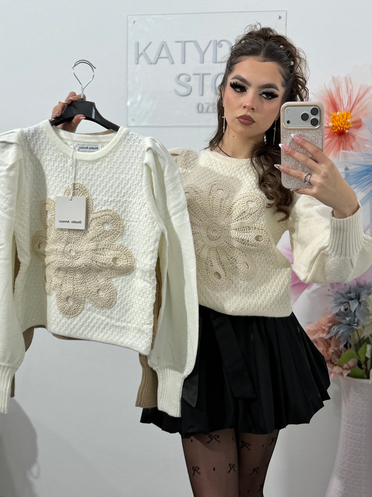 Pulover cu mâneci bufante ANNE