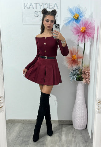 Fustă plisată burgundy Wella