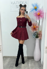 Fustă plisată burgundy Wella