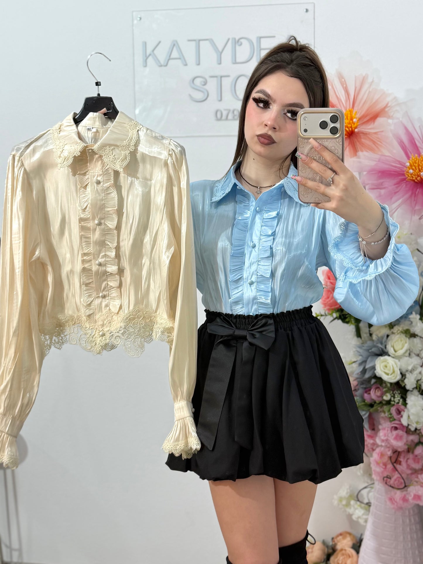 Cămașă satinata cu dantelă DELICE