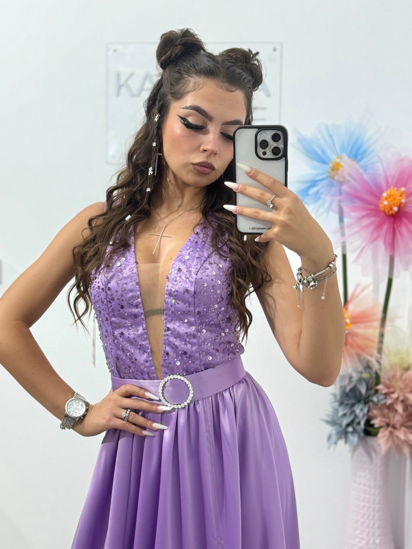 Rochie elegantă din tafta Lila Afrodite
