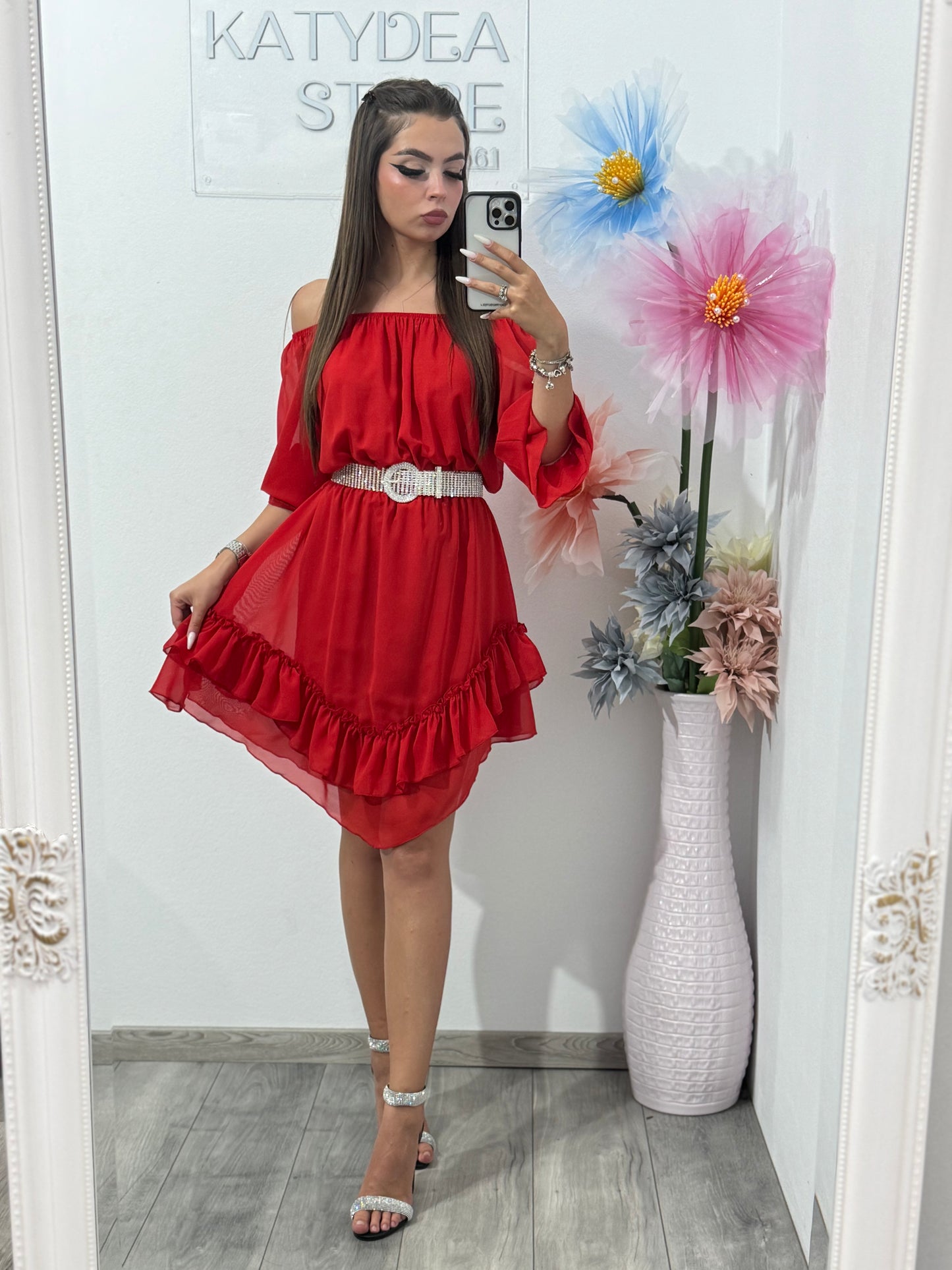 Rochie din voal roșie Carla