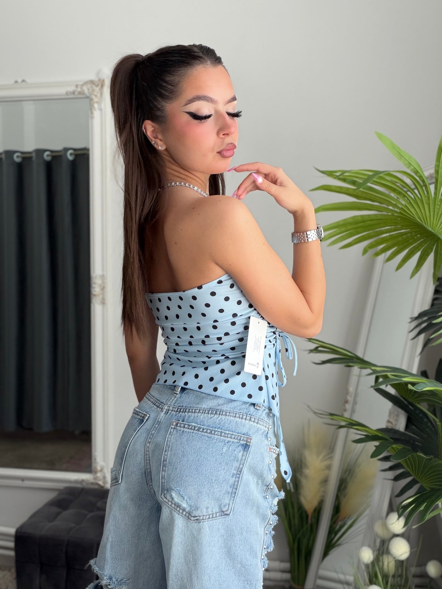Top cu buline bleu MARIA