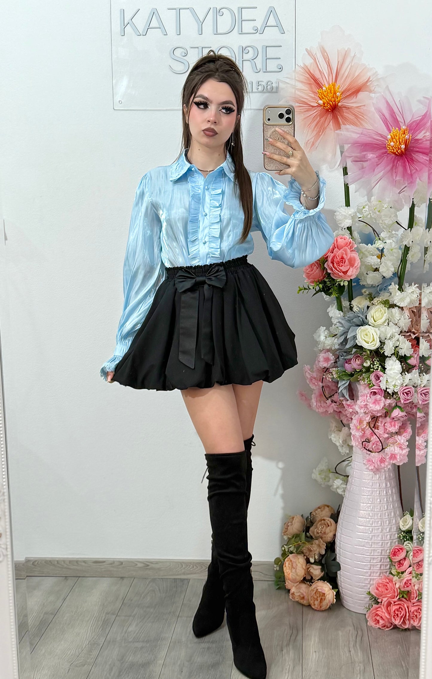 Cămașă satinata cu dantelă DELICE