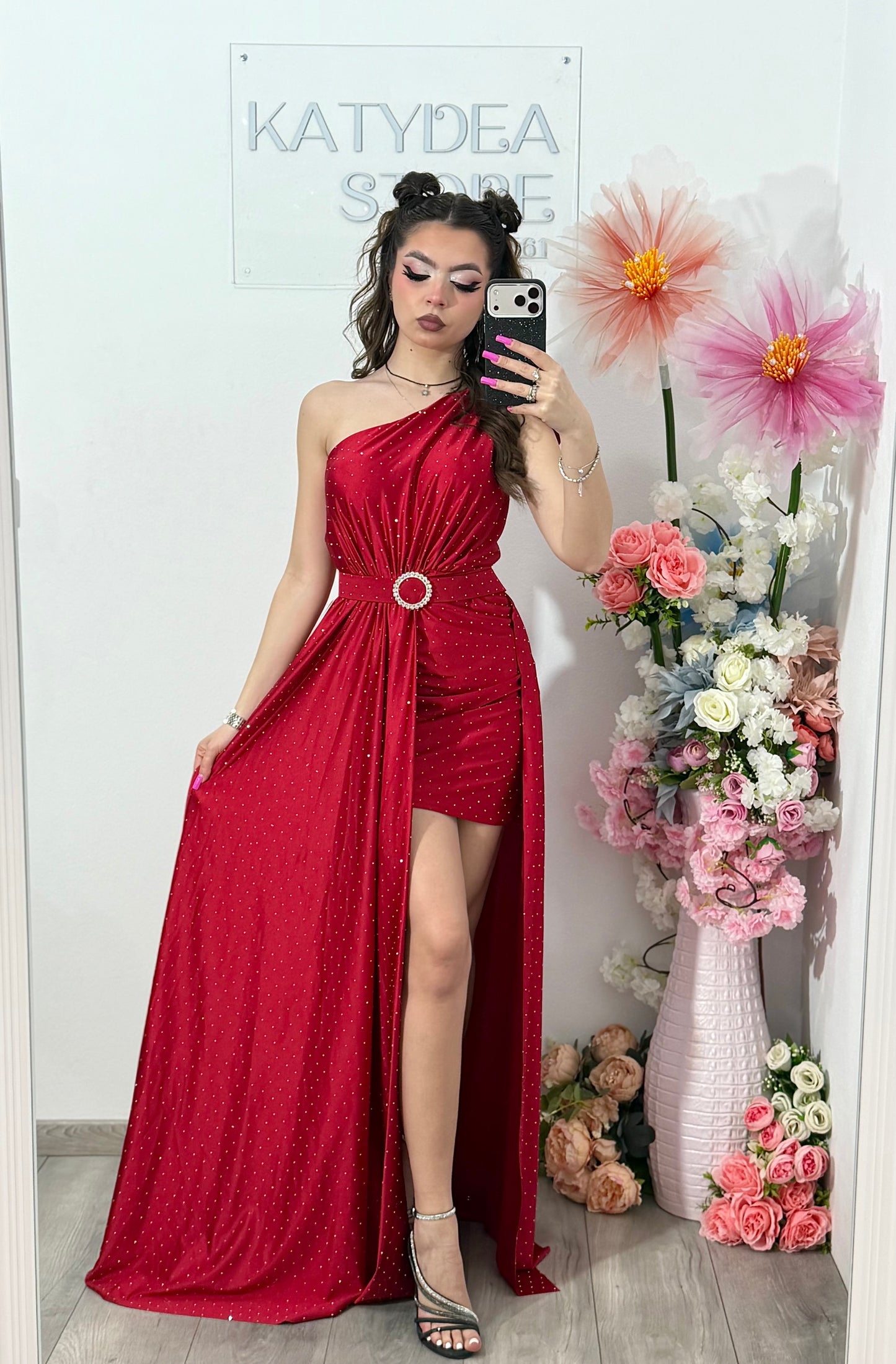 Rochie elegantă cu cristale rosie Cleopatra