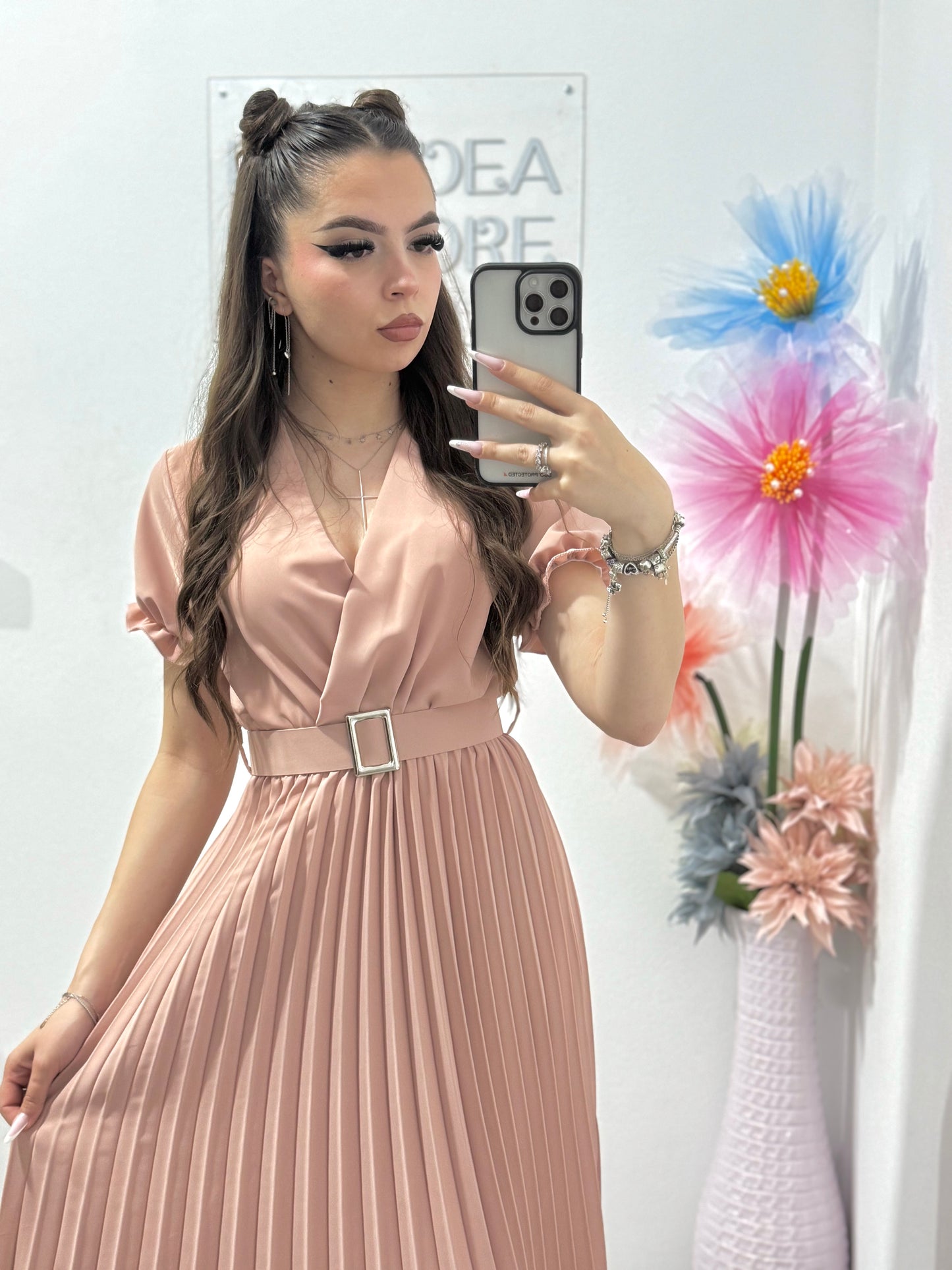 Rochie cu pliseuri midi Grațiela